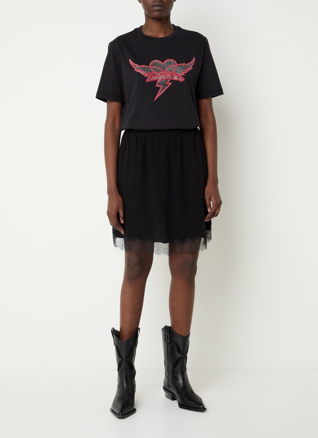 Zadig&Voltaire Edwin HC T-shirt met strass - voorkant 3 zwart