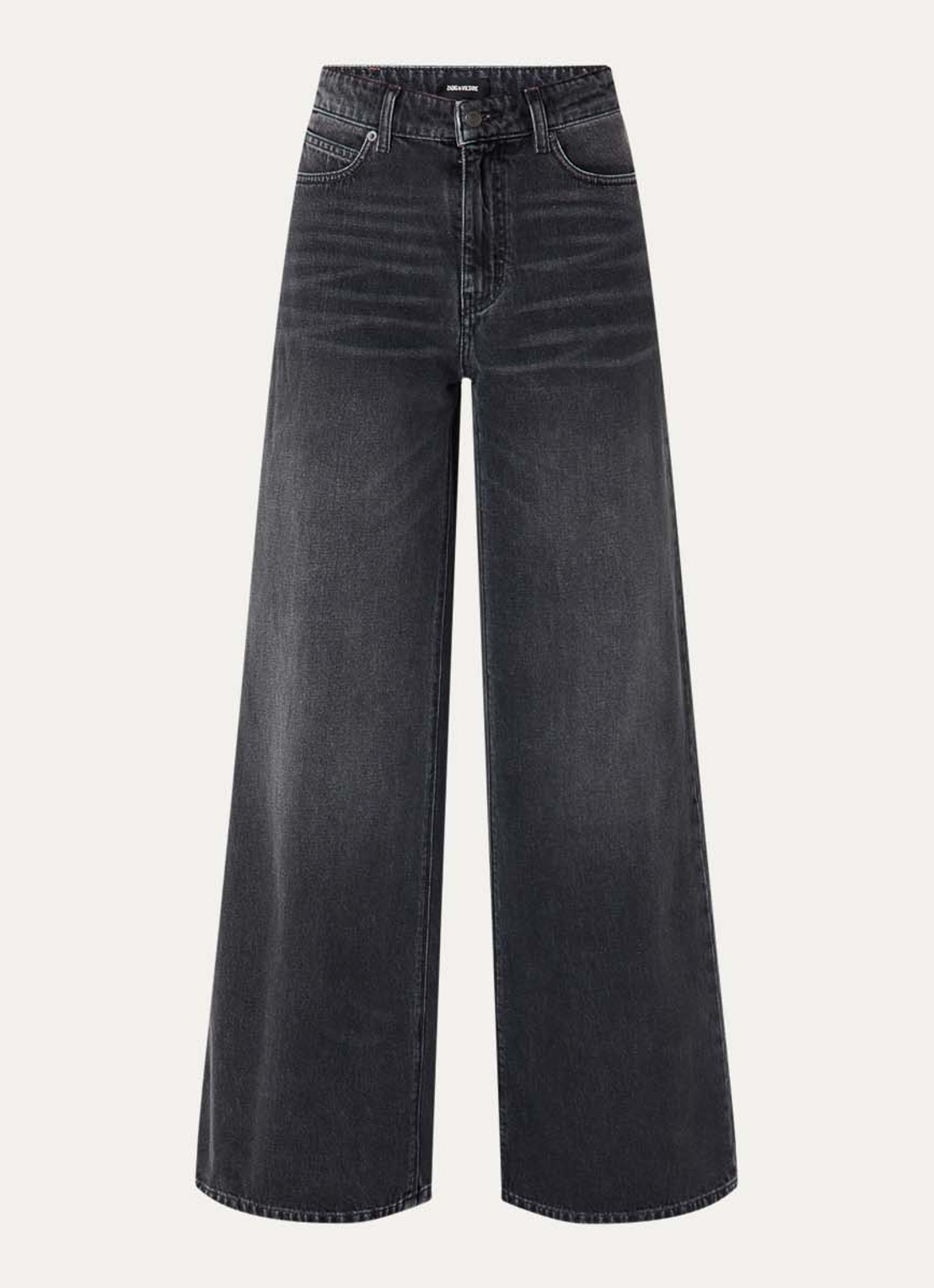Zadig&Voltaire Eli high waist wide leg jeans met gekleurde wassing - voorkant 3 middengrijs