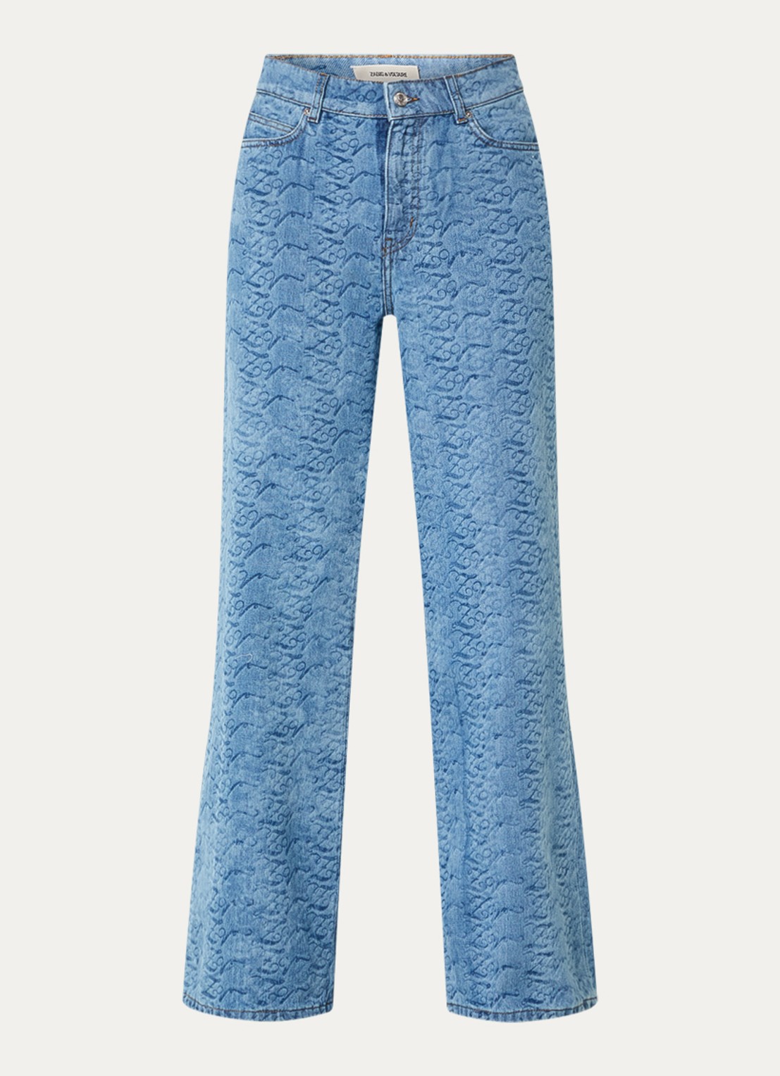 Zadig&Voltaire Eli high waist wide leg jeans met print en steekzakken  - voorkant 2 indigo