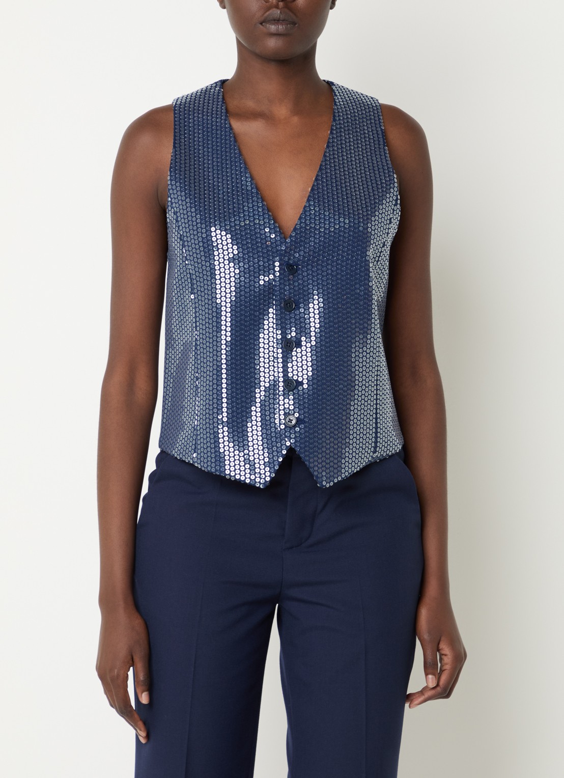 Zadig&Voltaire Emaux gilet met pailletten - detail 4 royalblauw