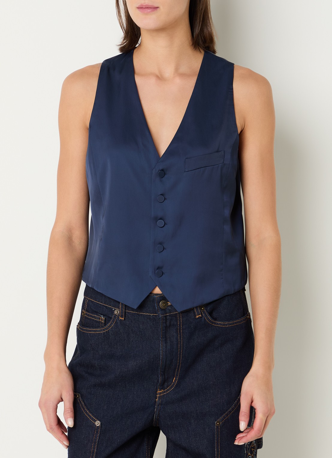 Zadig&Voltaire Emaux gilet van satijn - detail 4 royalblauw