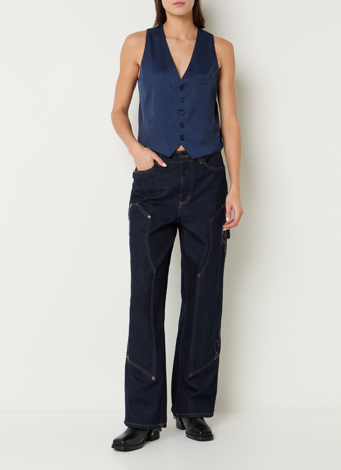 Zadig&Voltaire Emaux gilet van satijn - voorkant 3 royalblauw
