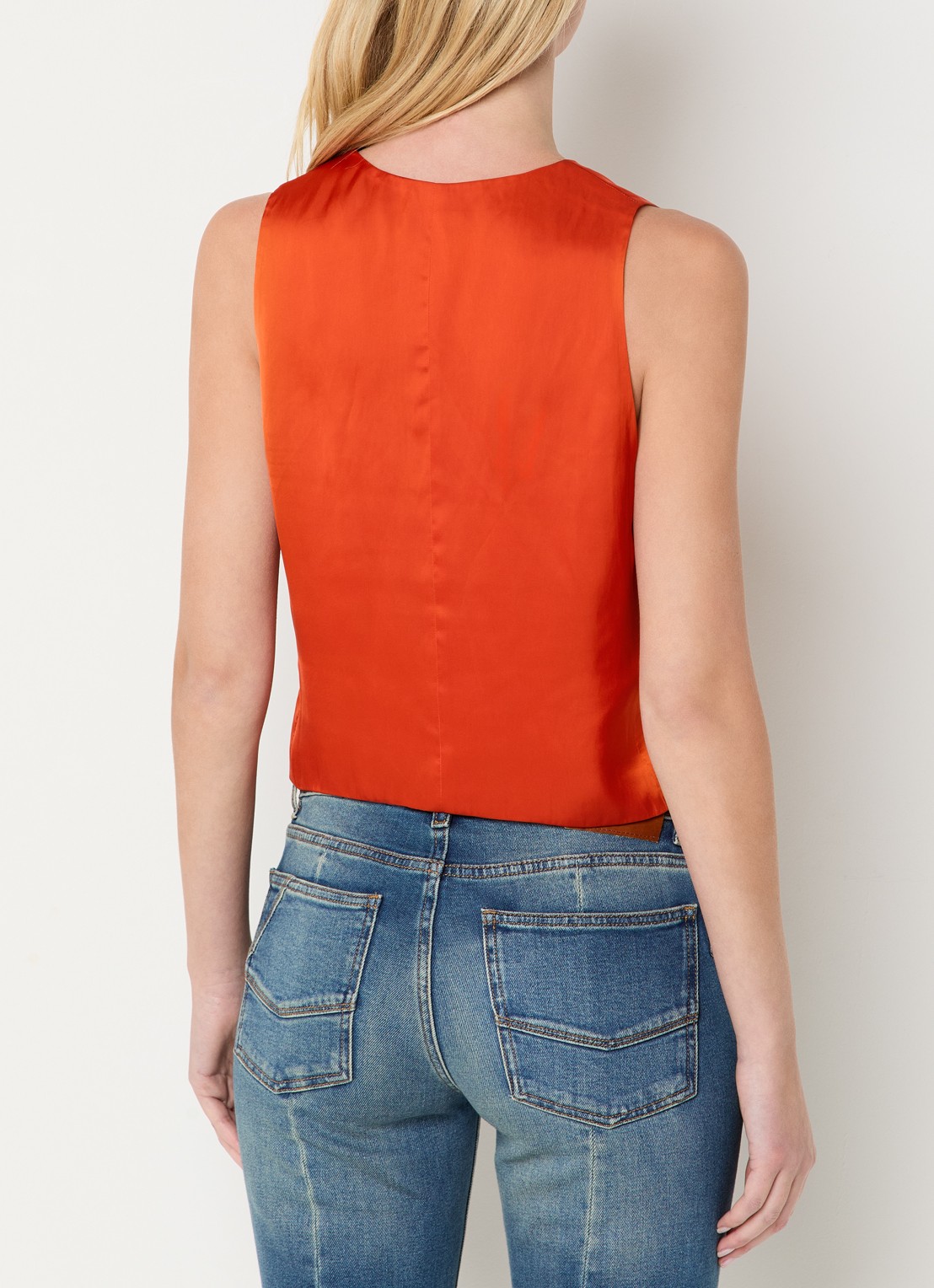 Zadig&Voltaire Emaux gilet van satijn - achterkant oranjerood