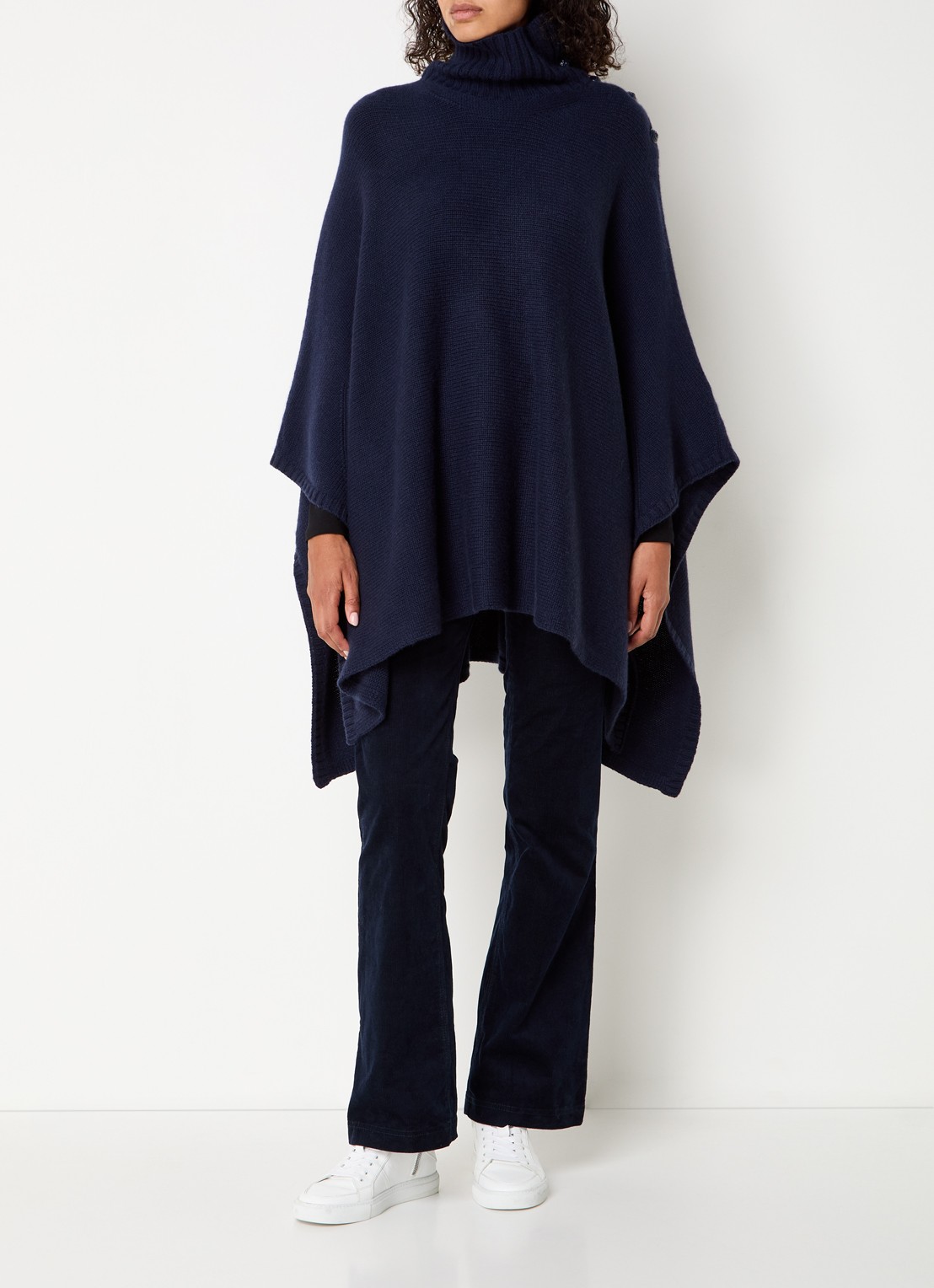Zadig&Voltaire Fijngebreide poncho van kasjmier met col - voorkant 2 indigo