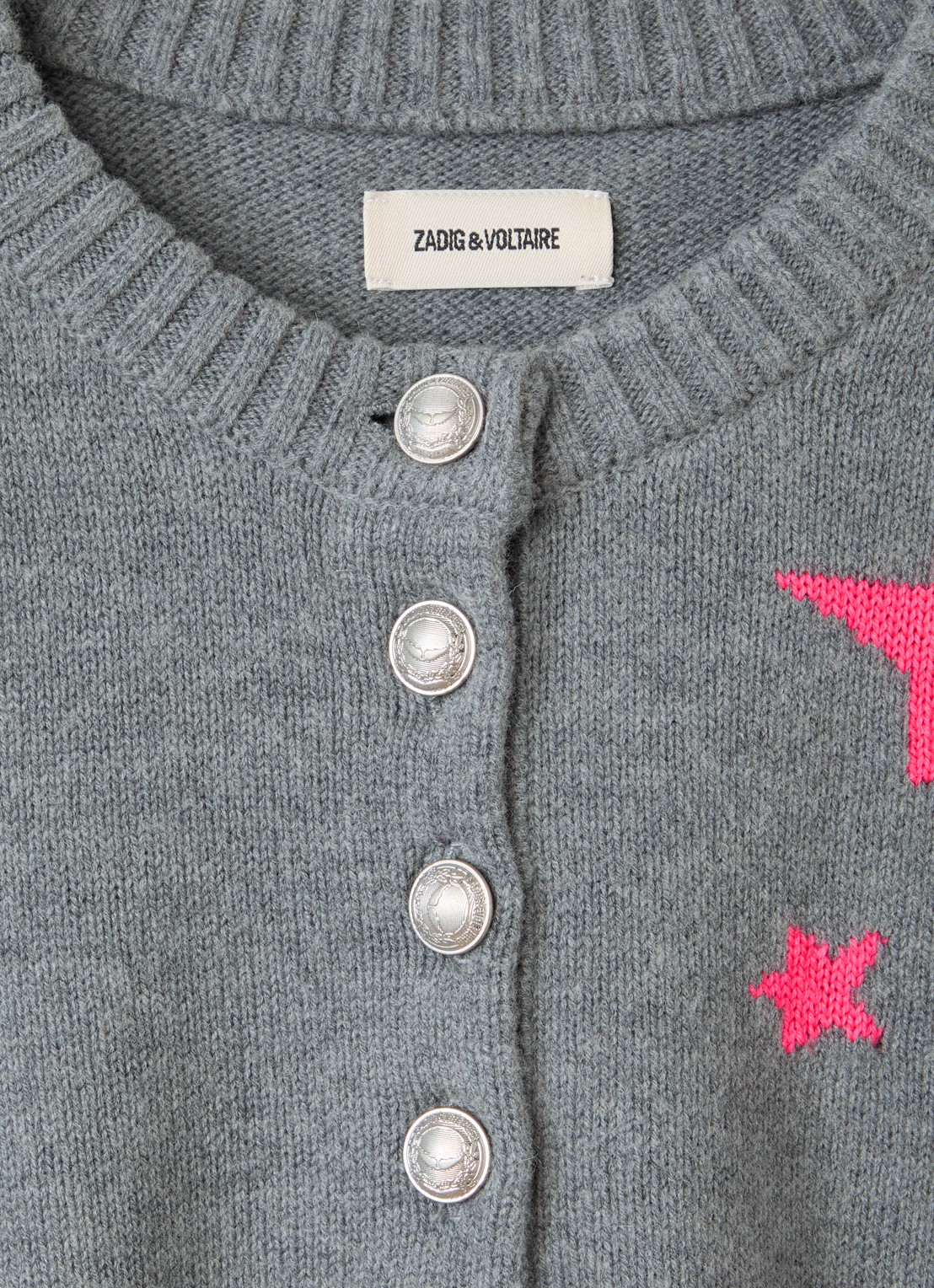Zadig&Voltaire Fijngebreide trui met ingebreid patroon - detail grijs