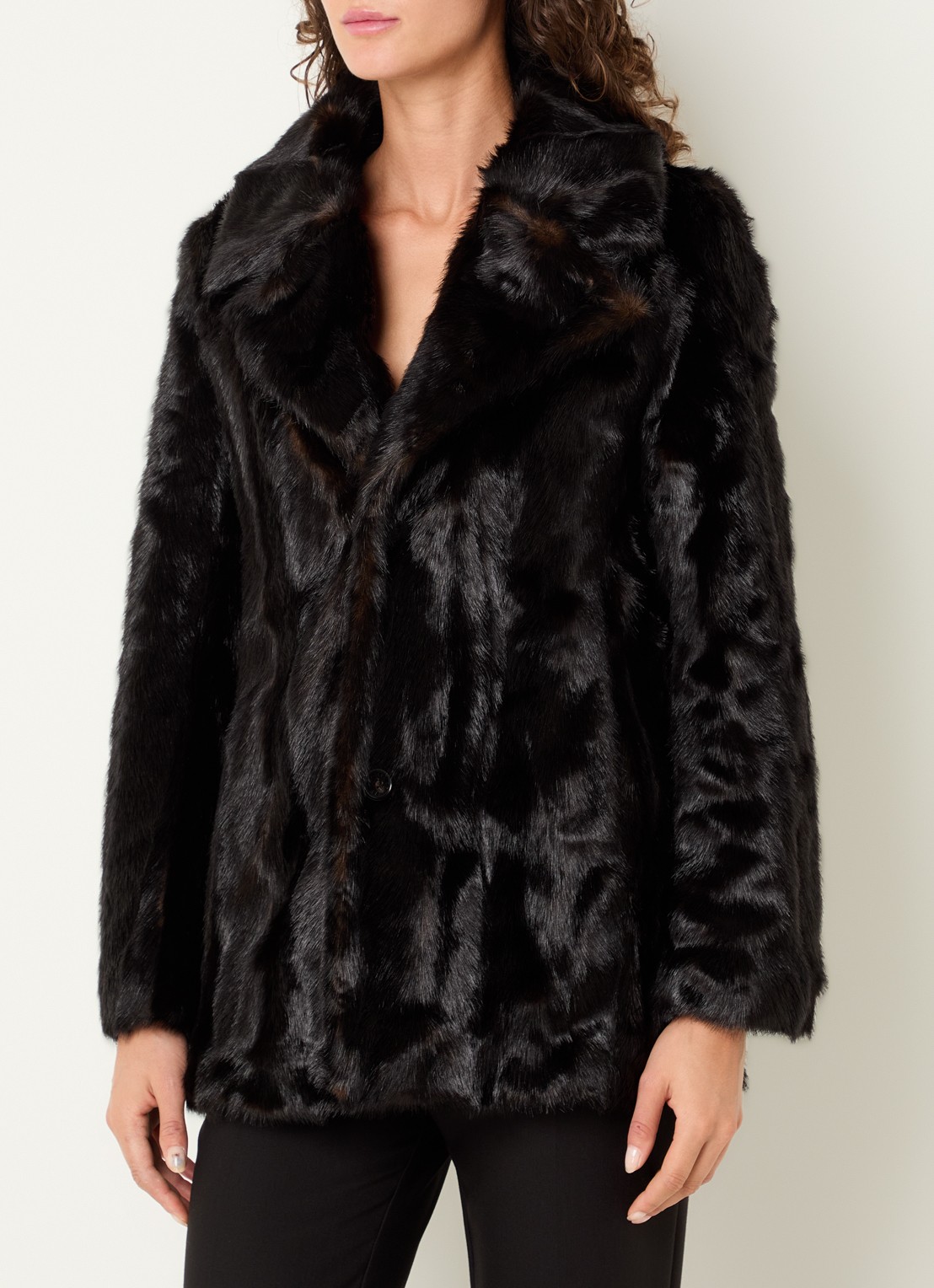 Zadig&Voltaire Fleur mantel van imitatiebont met steekzakken - detail donkerbruin