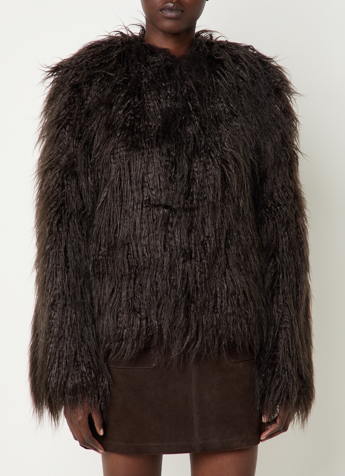 Zadig&Voltaire Freddie jas van imitatiebont  - detail 3 donkerbruin