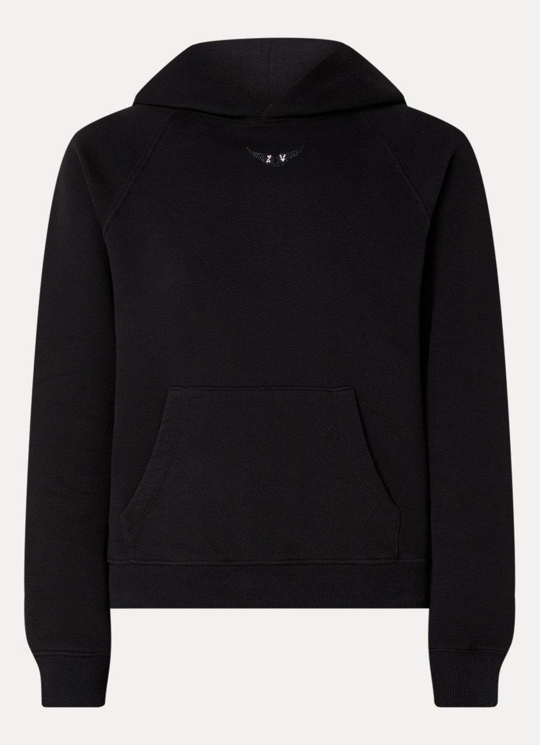 Zadig&Voltaire Georgy hoodie met kangoeroezak en strass - voorkant zwart