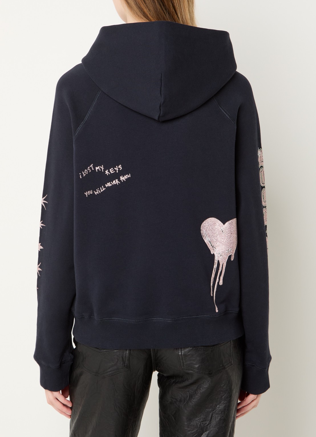 Zadig&Voltaire Georgy hoodie met logo en strass - achterkant 5 donkerblauw