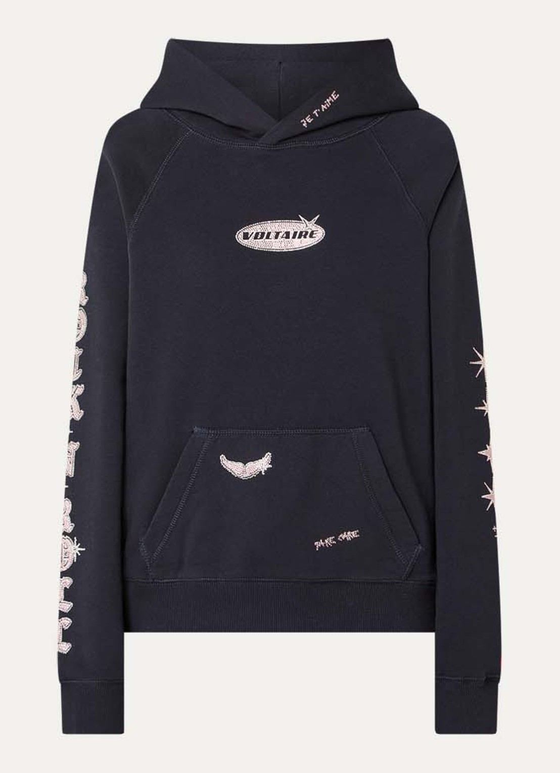 Zadig&Voltaire Georgy hoodie met logo en strass - voorkant 3 donkerblauw
