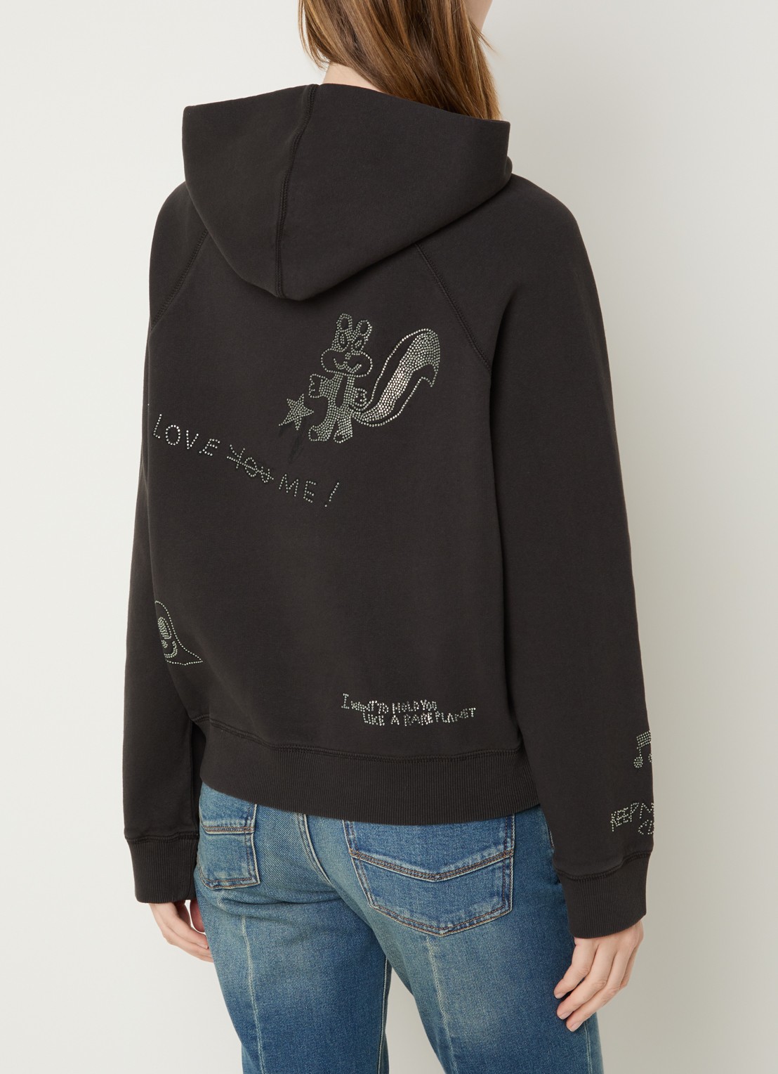 Zadig&Voltaire Georgy hoodie met strass - achterkant 3 donkergrijs