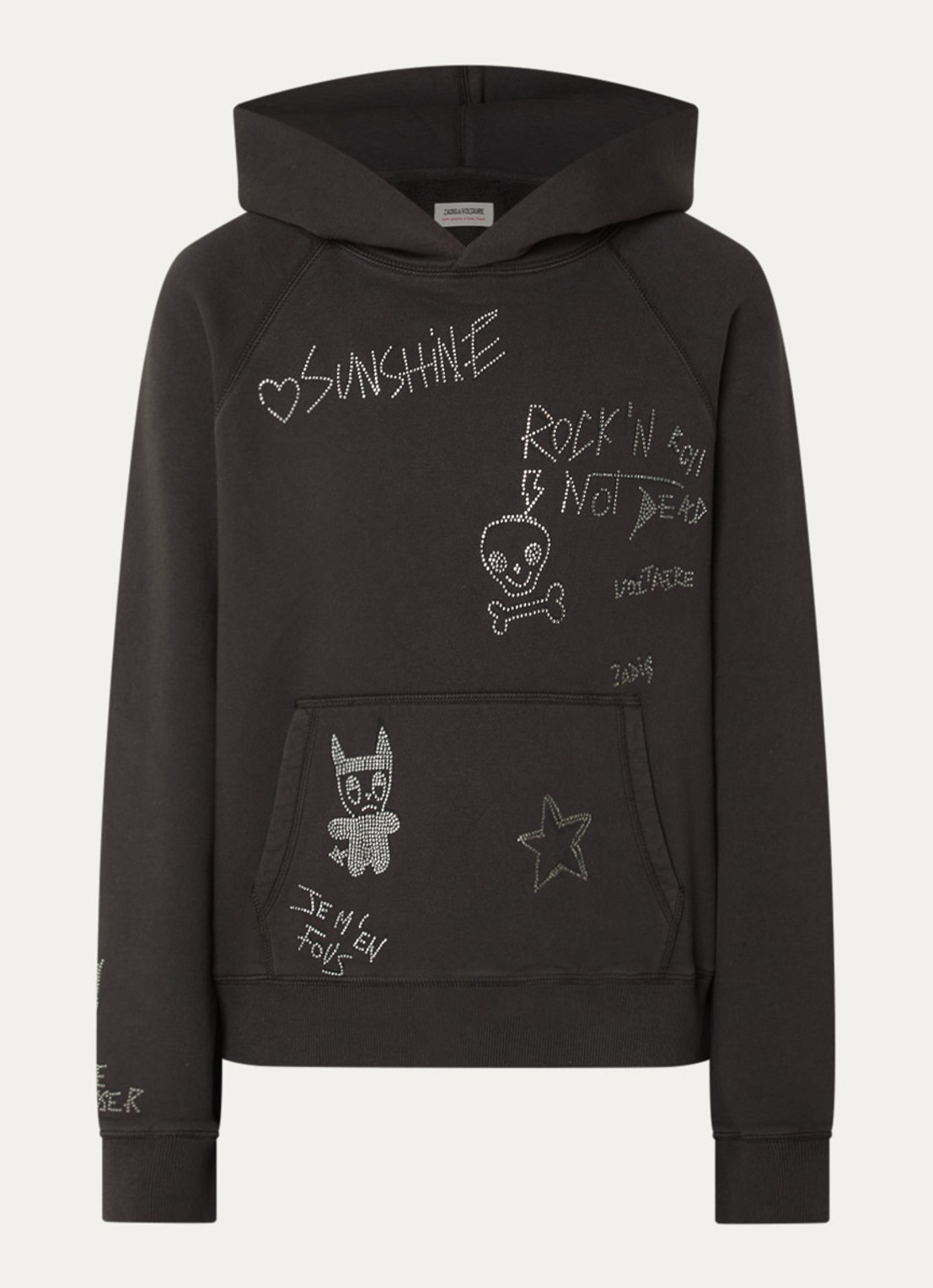 Zadig&Voltaire Georgy hoodie met strass - voorkant 4 donkergrijs