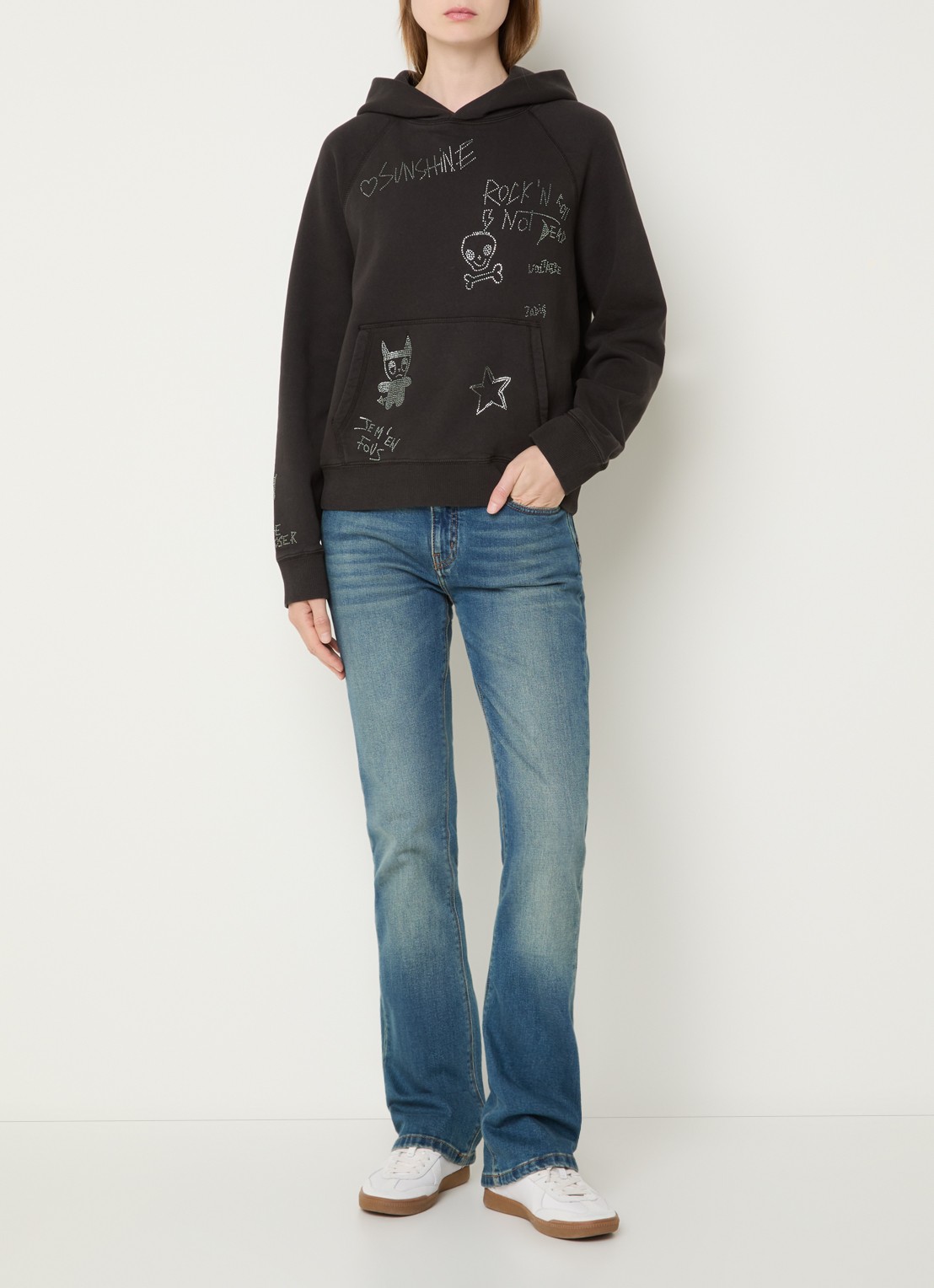 Zadig&Voltaire Georgy hoodie met strass - voorkant 5 donkergrijs