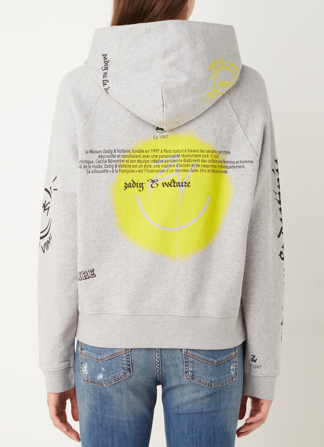 Zadig&Voltaire Georgy Mltcusto hoodie met front- en backprint - achterkant grijs