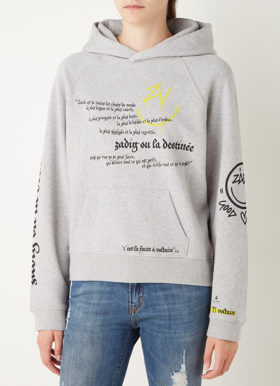 Zadig&Voltaire Georgy Mltcusto hoodie met front- en backprint - detail 4 grijs