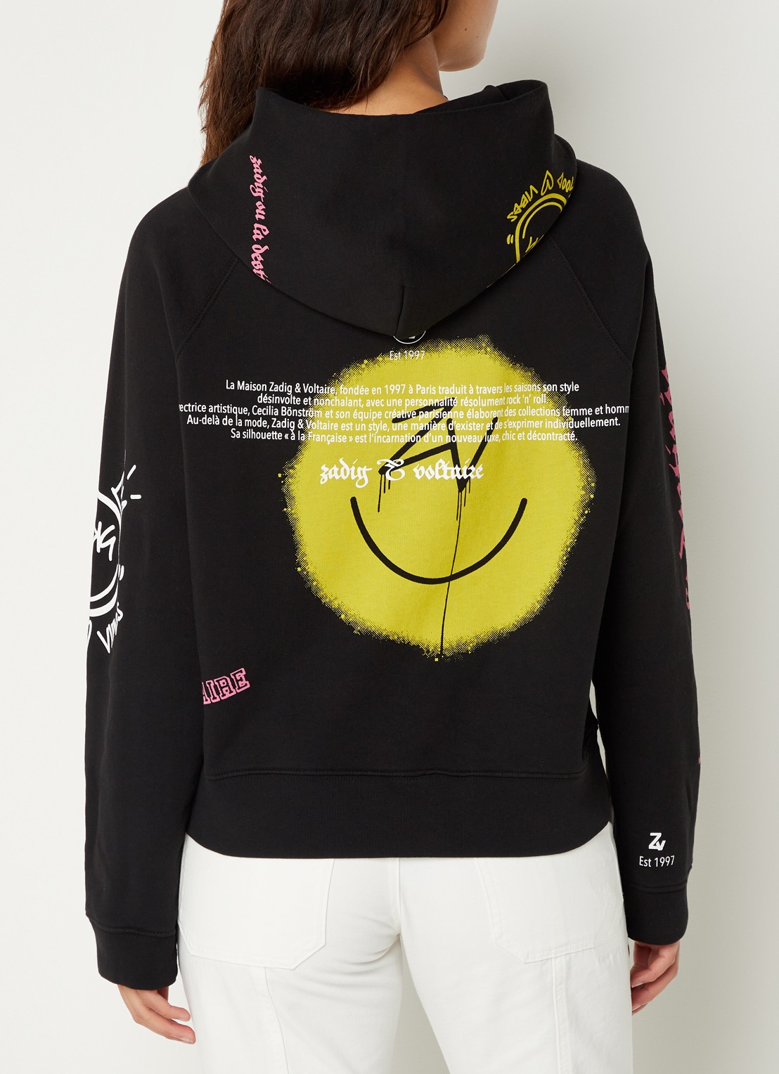 Zadig&Voltaire Georgy Mltcusto hoodie met front- en backprint - detail 4 zwart