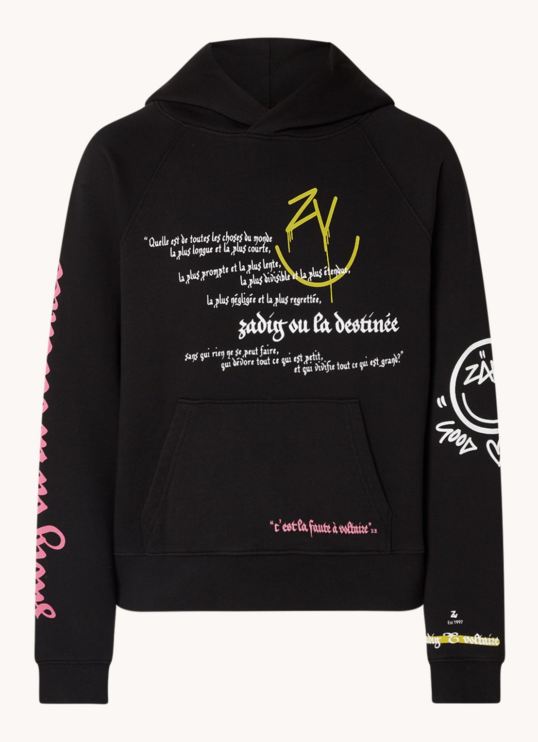 Zadig&Voltaire Georgy Mltcusto hoodie met front- en backprint - voorkant 2 zwart