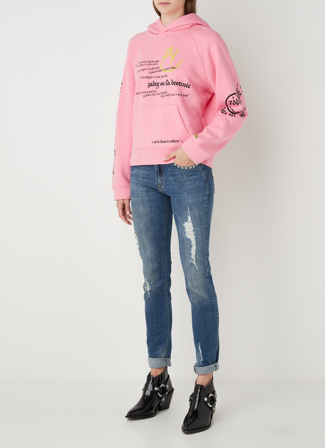Zadig&Voltaire Georgy Mltcusto hoodie met front- en backprint - voorkant 5 roze