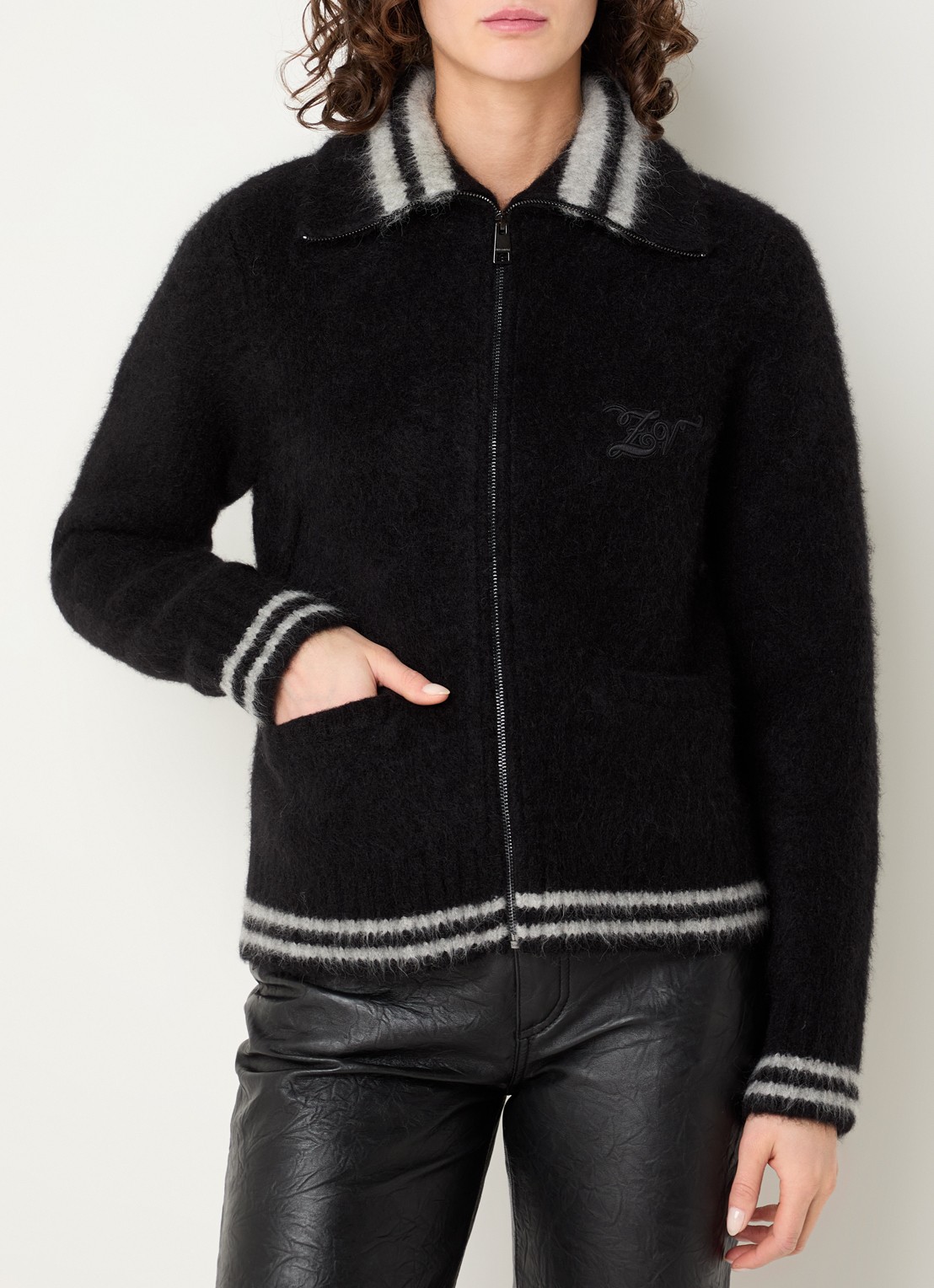 Zadig&Voltaire Gildas jack met logo en steekzakken - detail 3 zwart