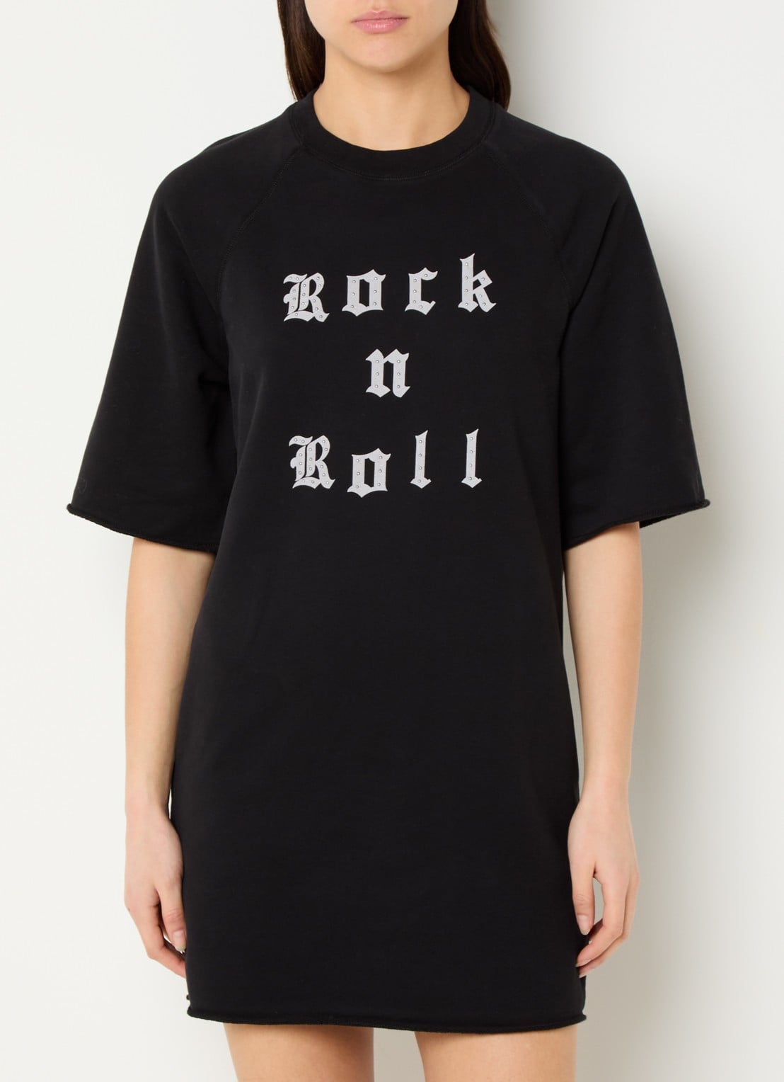 Zadig&Voltaire Grace mini trui-jurk met print en strass - detail zwart