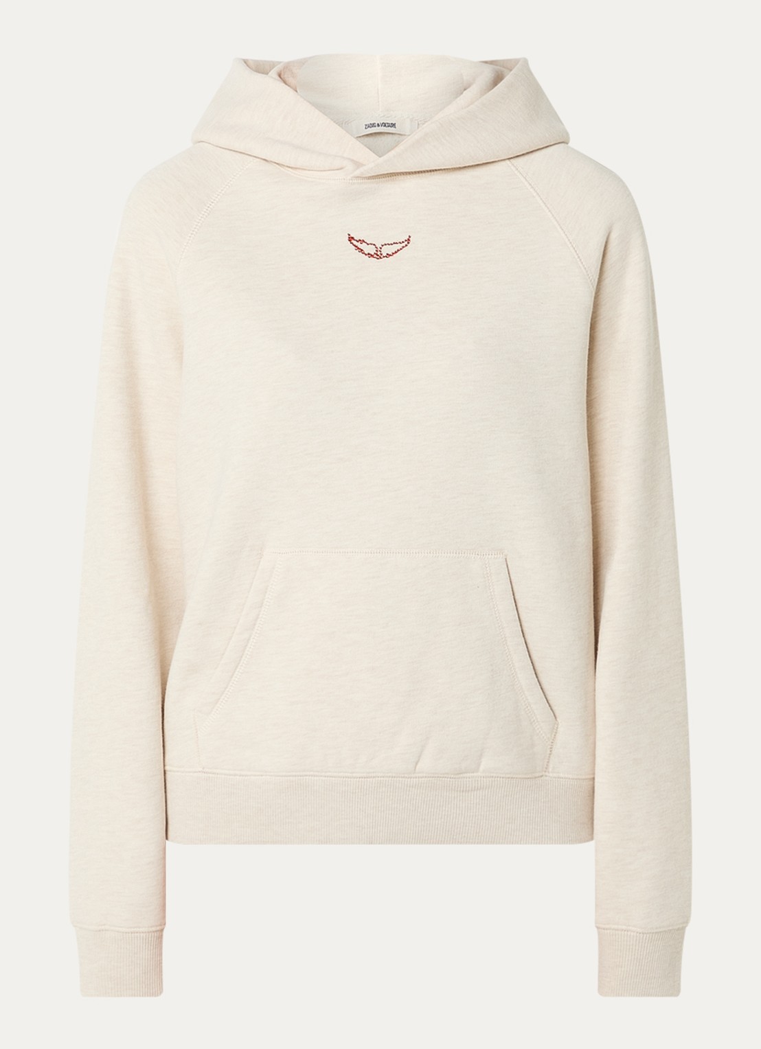 Zadig&Voltaire Gregory hoodie met logo- en backprint - voorkant creme