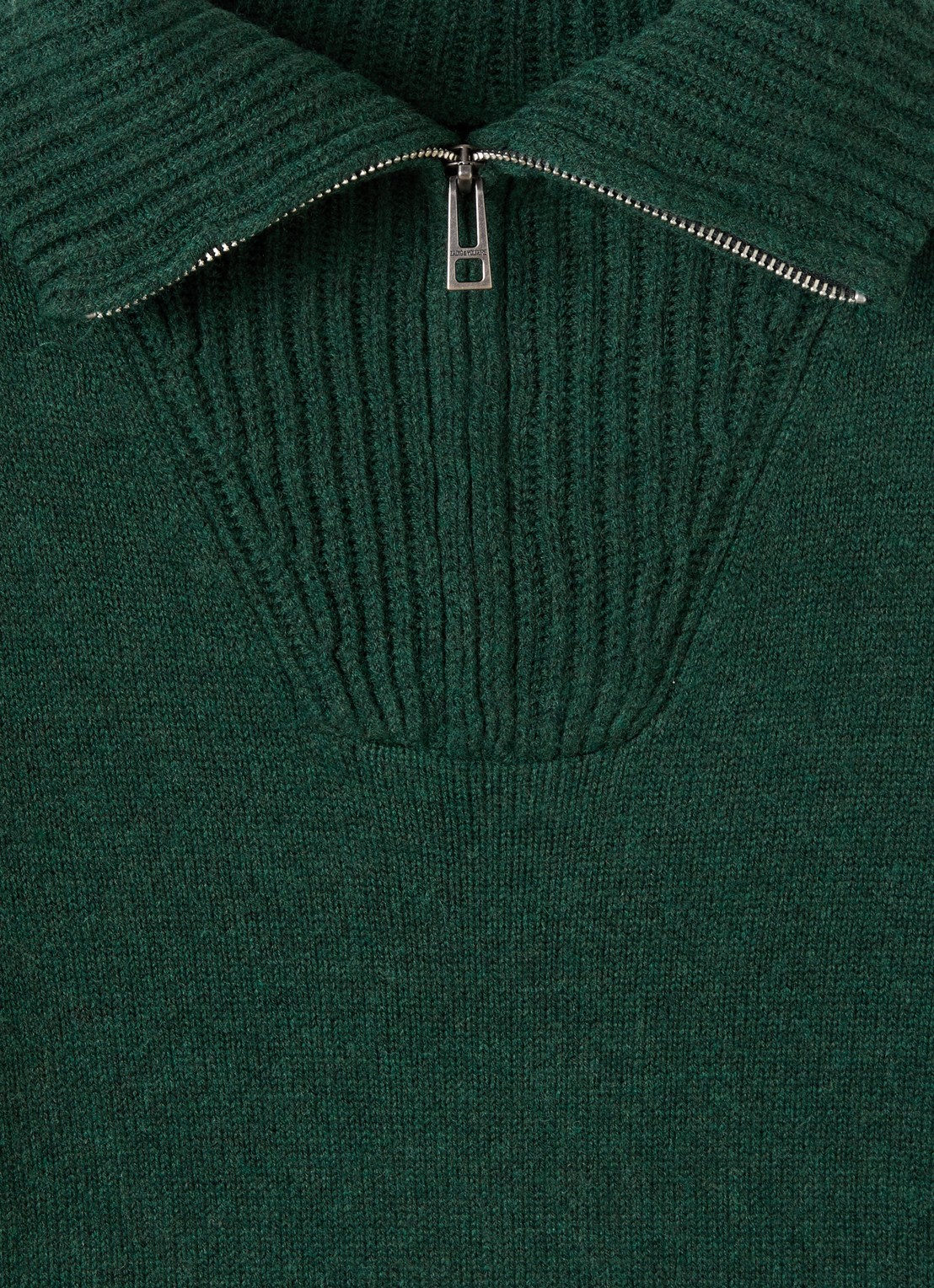 Zadig&Voltaire Grofgebreide trui in wolblend met ingebreide print - detail groen