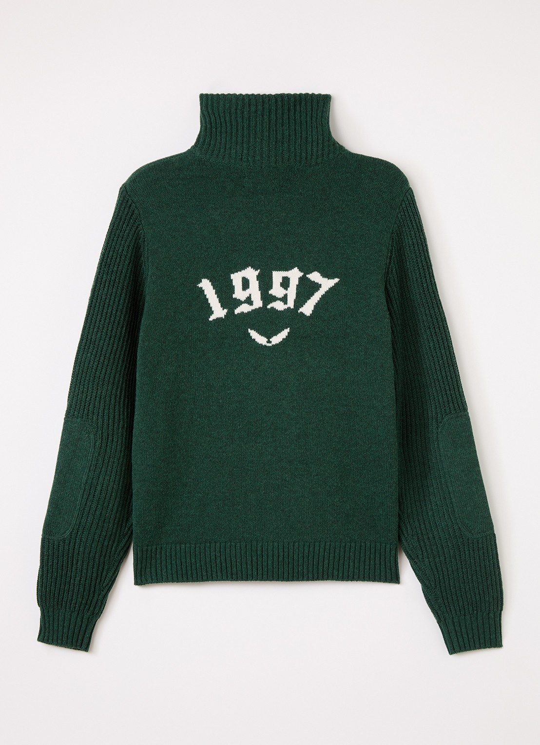Zadig&Voltaire Grofgebreide trui in wolblend met ingebreide print - voorkant 3 groen