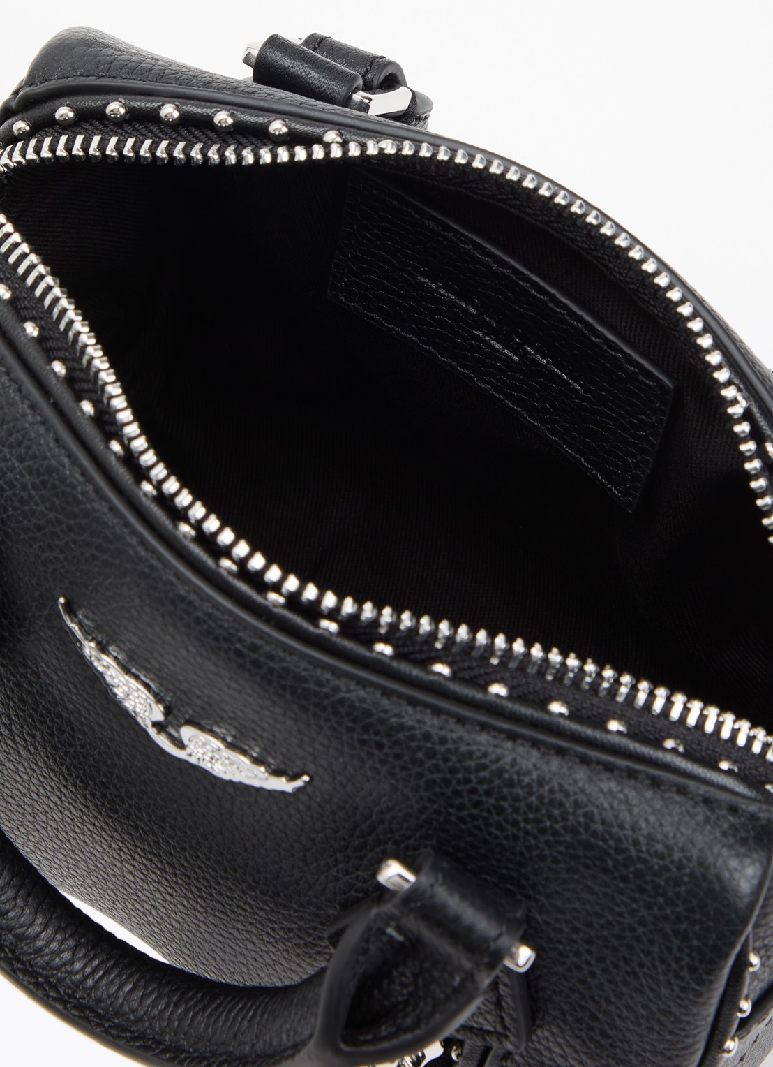 Zadig&Voltaire Handtas van leer met studs en afneembare schouderriem - detail 2 grijs