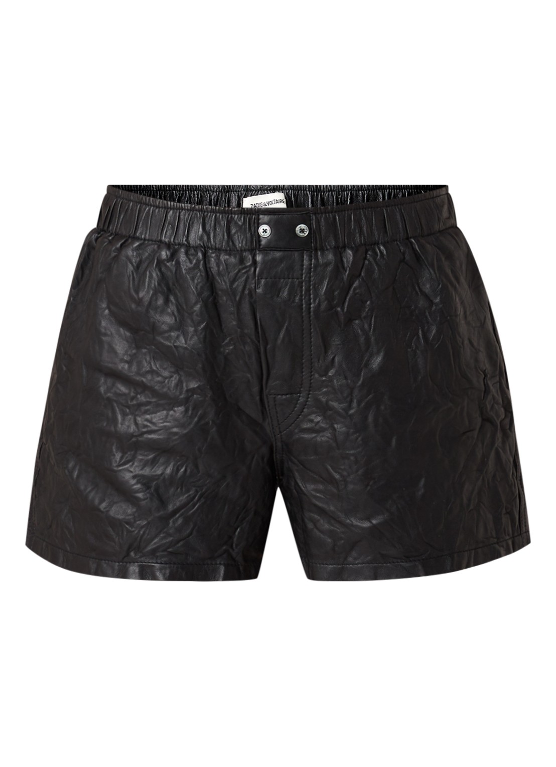 Zadig&Voltaire High waist slim fit korte broek van lamsleer met structuur - voorkant 2 zwart