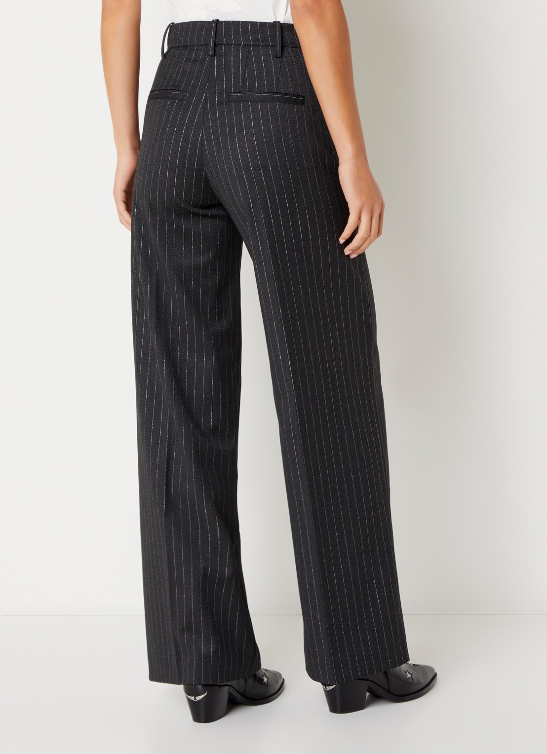 Zadig&Voltaire High waist straight fit pantalon met lurex - achterkant 3 antraciet