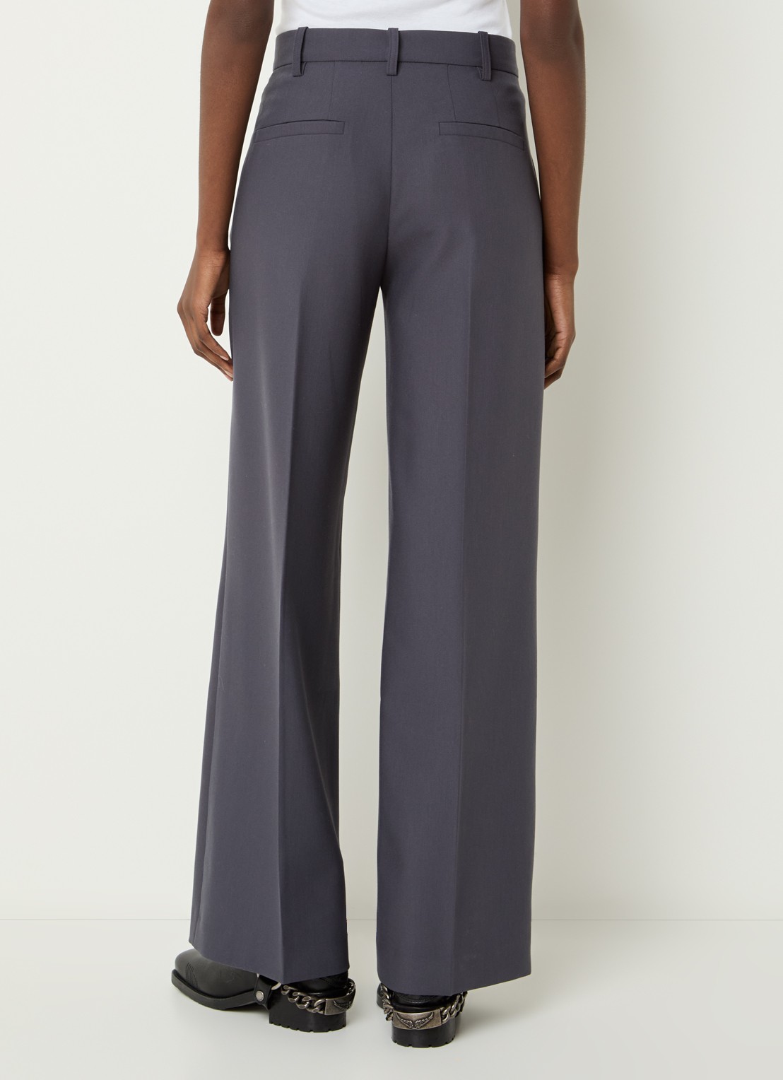 Zadig&Voltaire High waist wide fit pantalon met steekzakken - achterkant antraciet