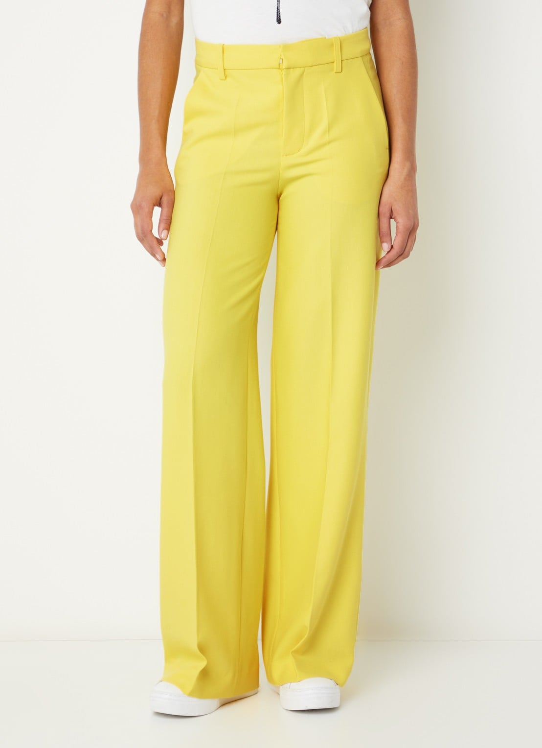 Zadig&Voltaire High waist wide fit pantalon met steekzakken - detail geel