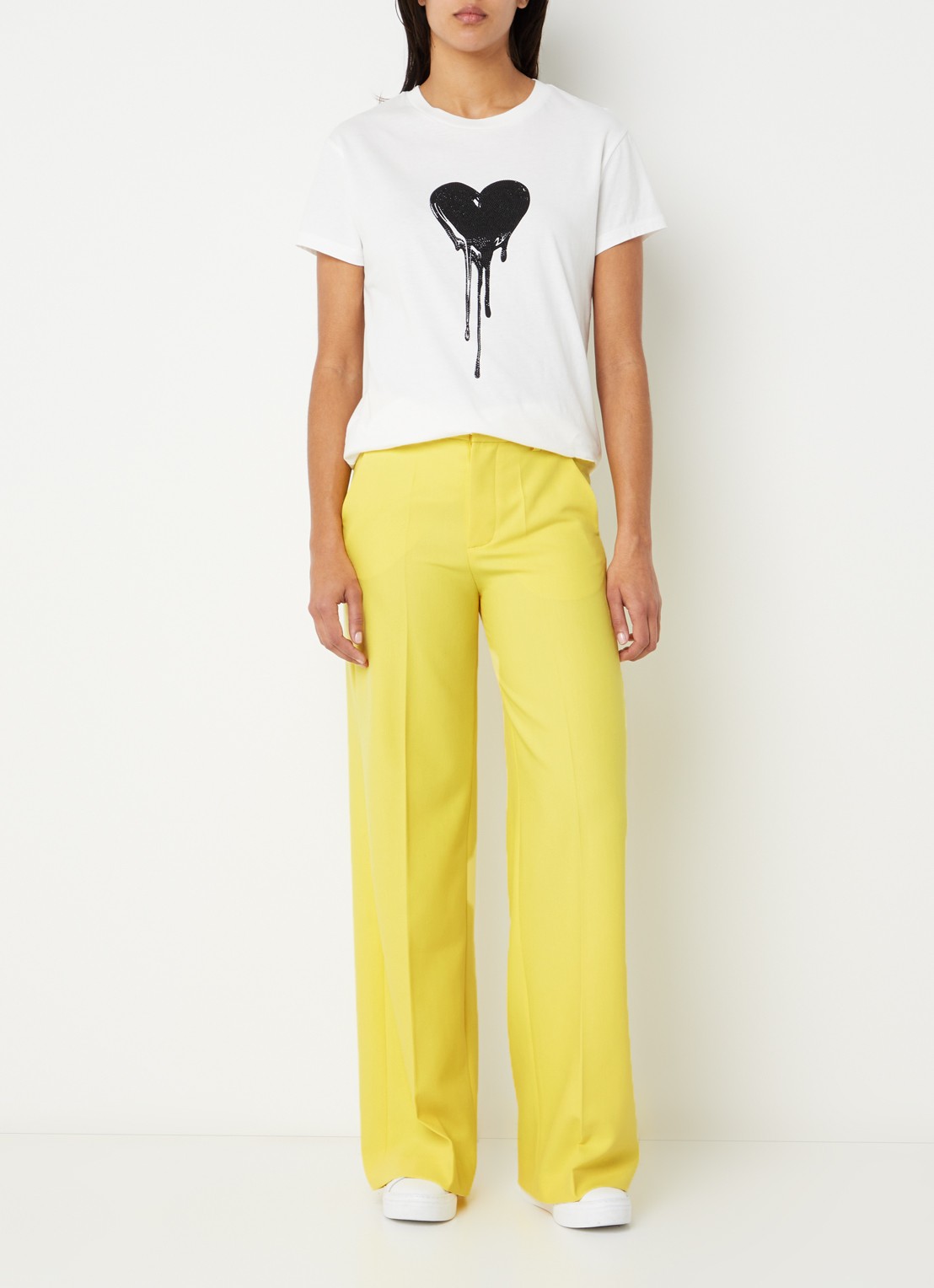 Zadig&Voltaire High waist wide fit pantalon met steekzakken - voorkant 4 geel