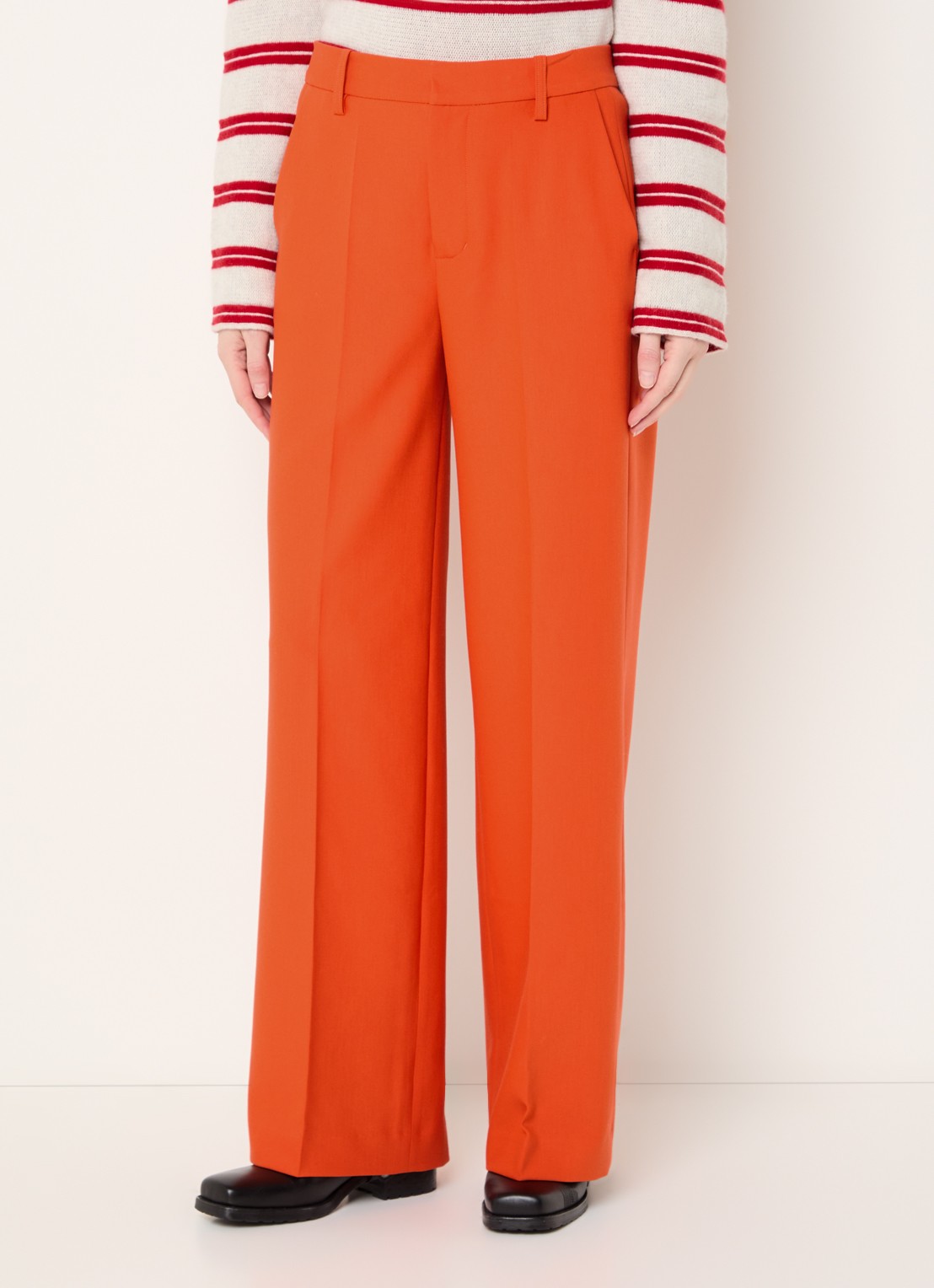 Zadig&Voltaire High waist wide fit pantalon met steekzakken - detail 4 oranje