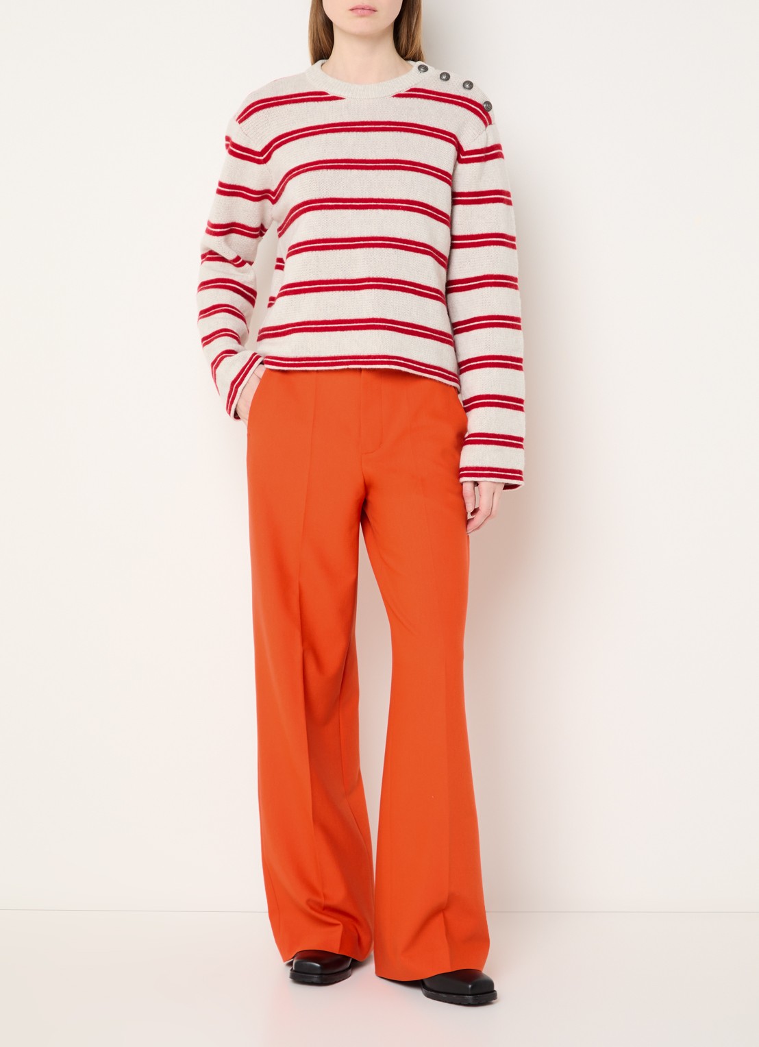 Zadig&Voltaire High waist wide fit pantalon met steekzakken - voorkant 3 oranje