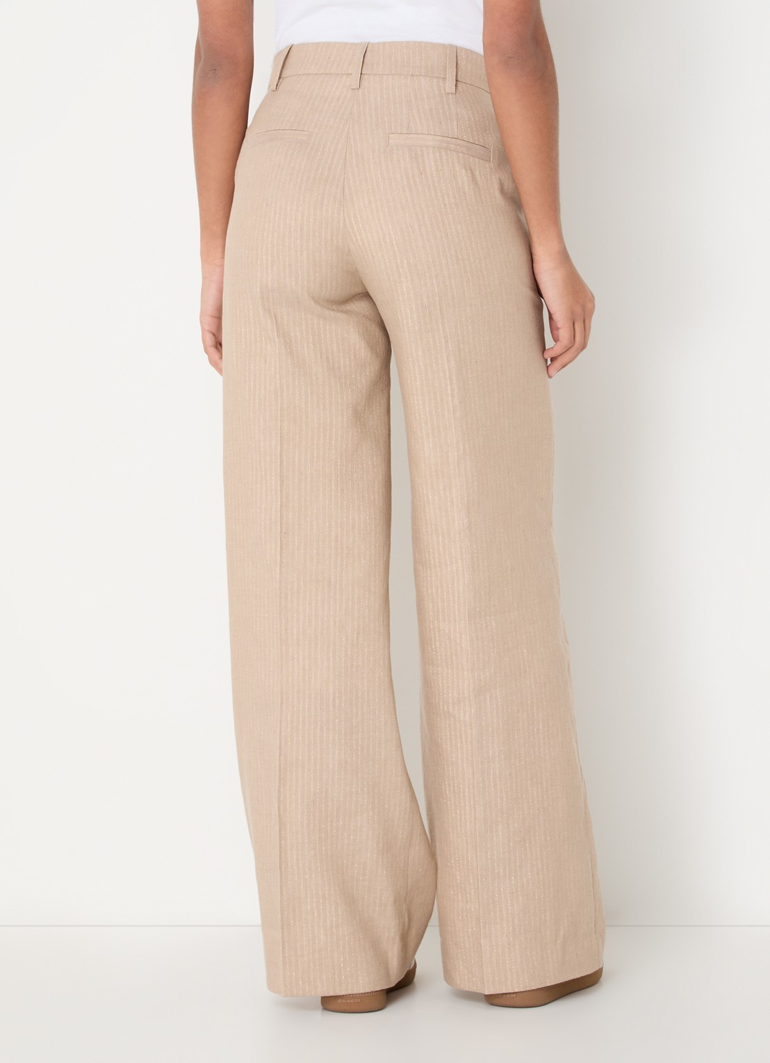 Zadig&Voltaire High waist wide fit pantalon met streepprint en lurex - achterkant 3 beige
