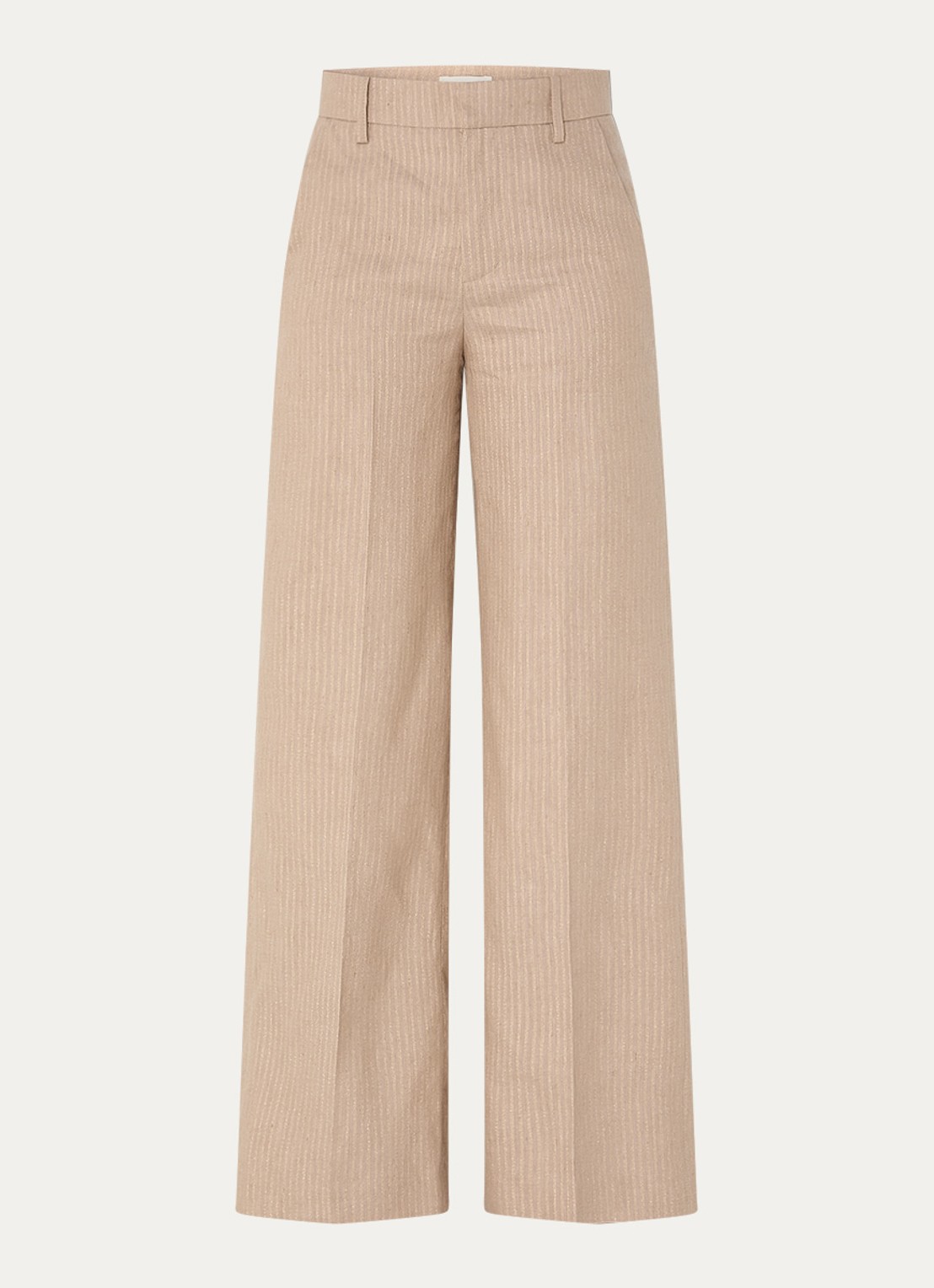 Zadig&Voltaire High waist wide fit pantalon met streepprint en lurex - voorkant beige