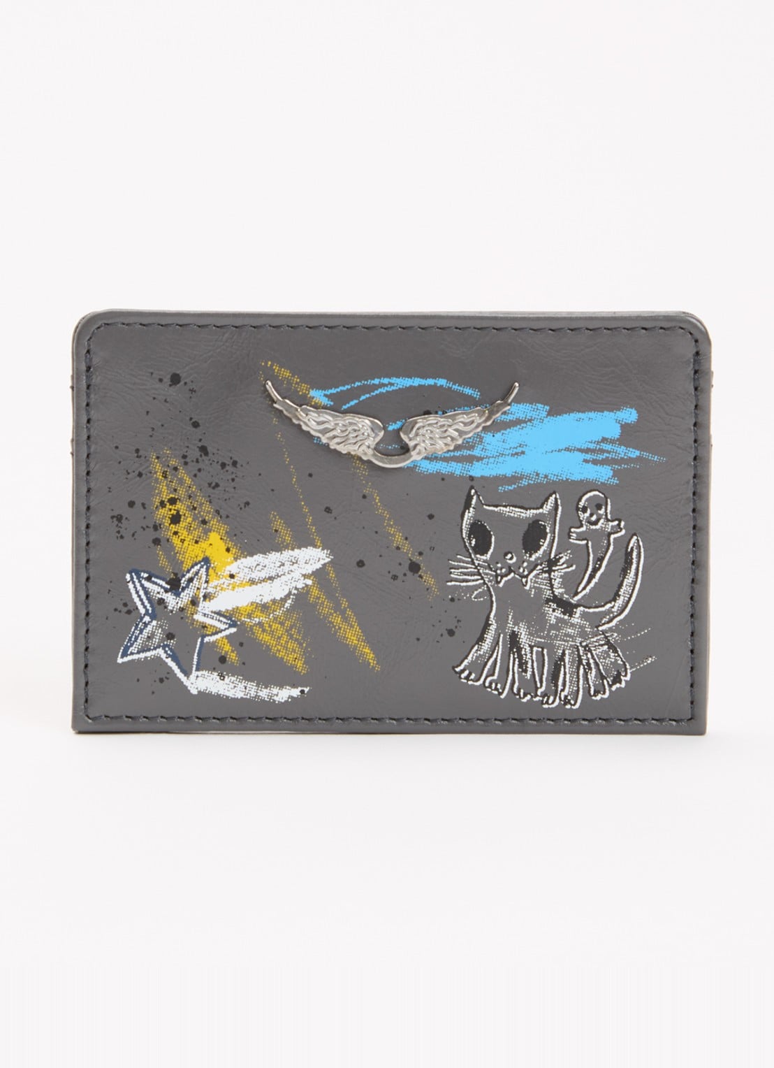 Zadig&Voltaire Humbert pasjeshouder van leer - voorkant donkergrijs