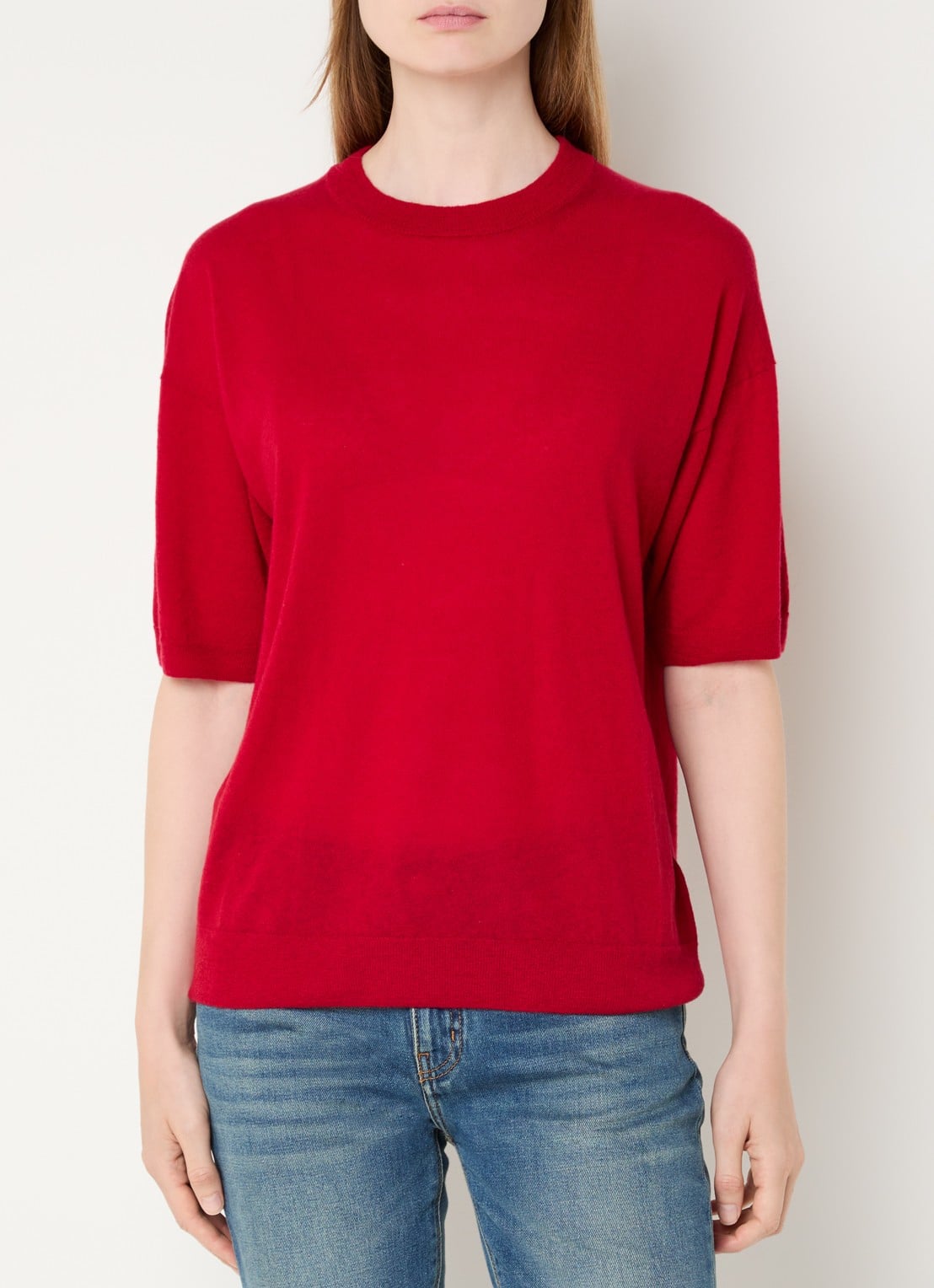 Zadig&Voltaire Idaz fijngebreid T-shirt van kasjmier met backprint en strass - achterkant rood