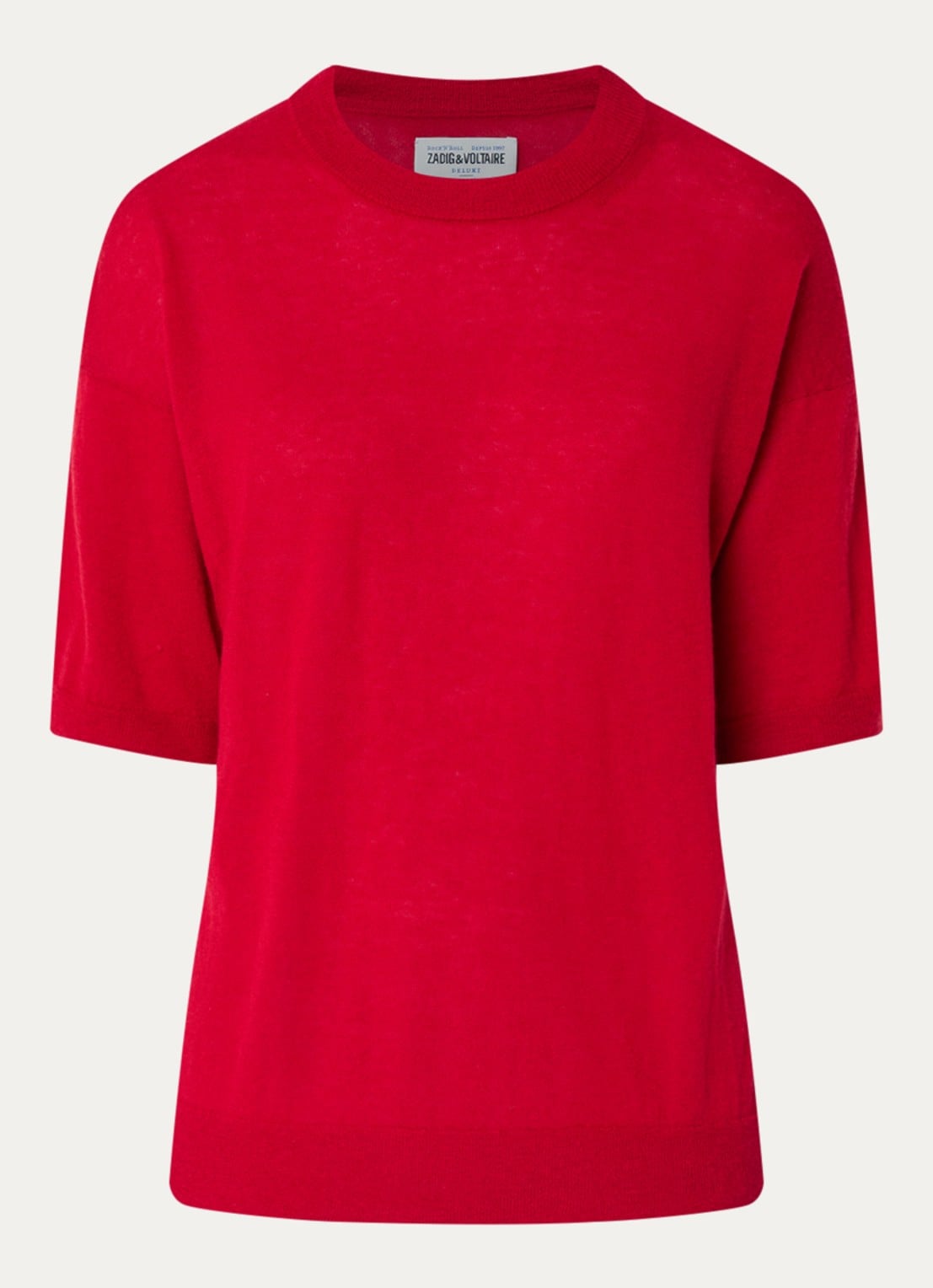 Zadig&Voltaire Idaz fijngebreid T-shirt van kasjmier met backprint en strass - voorkant 2 rood