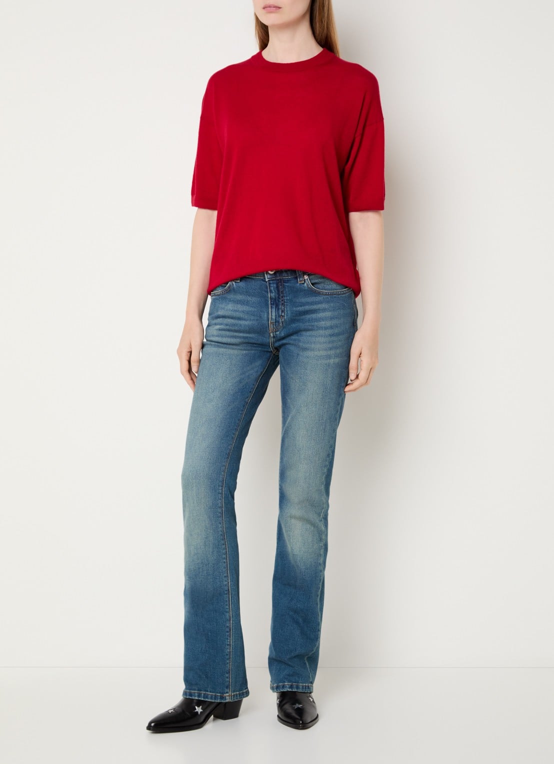 Zadig&Voltaire Idaz fijngebreid T-shirt van kasjmier met backprint en strass - voorkant 3 rood