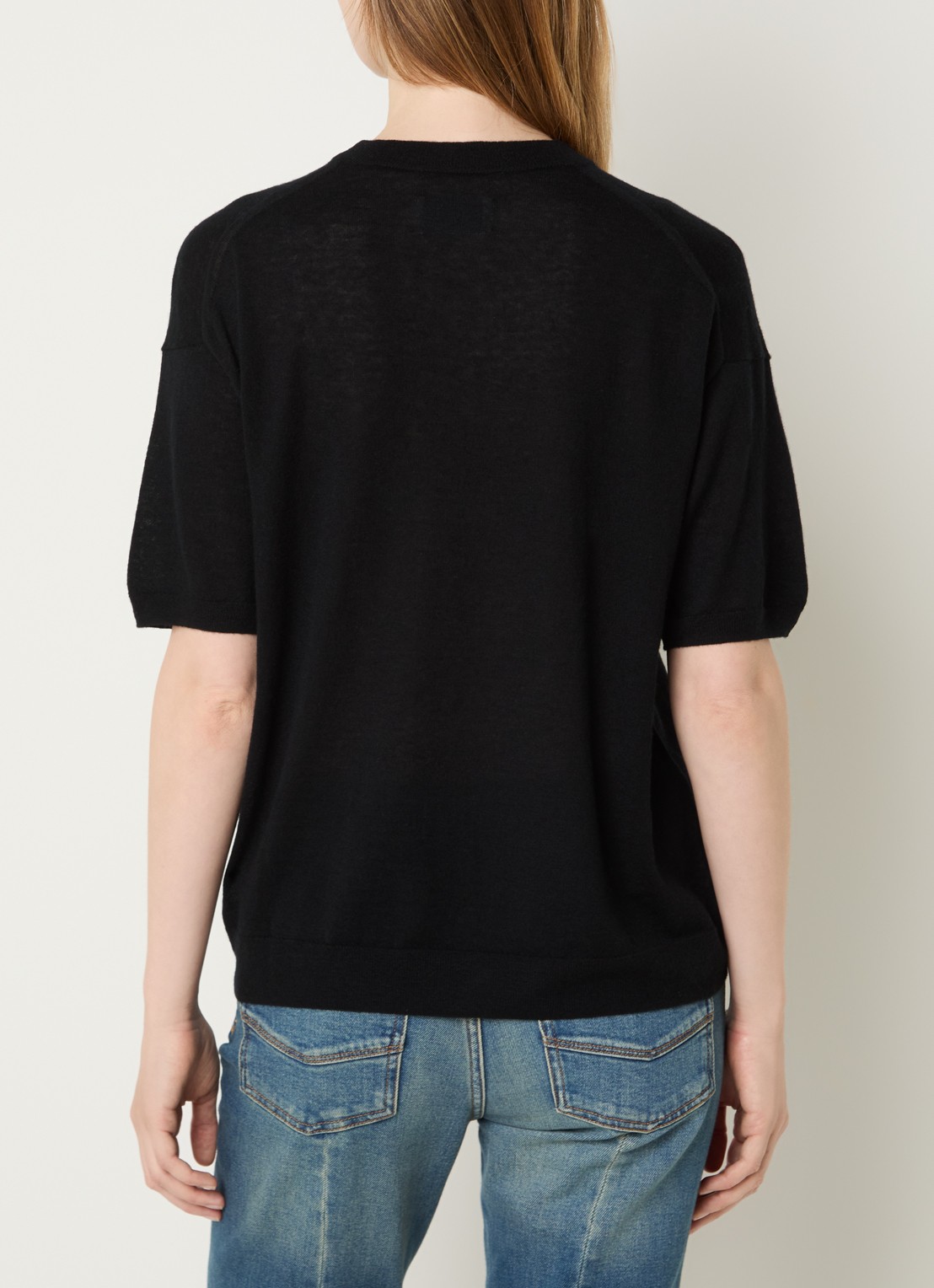 Zadig&Voltaire Idaz fijngebreide T-shirt van kasjmier met ingebreid patroon - achterkant 2 zwart