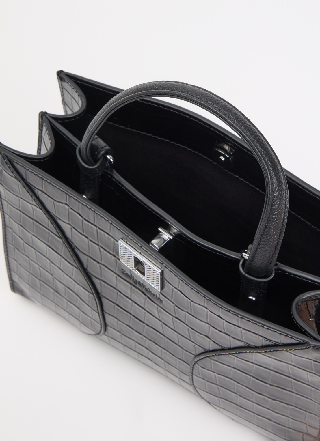 Zadig&Voltaire Jack Croco Mini handtas van leer met afneembare schouderriem - detail 3 zwart