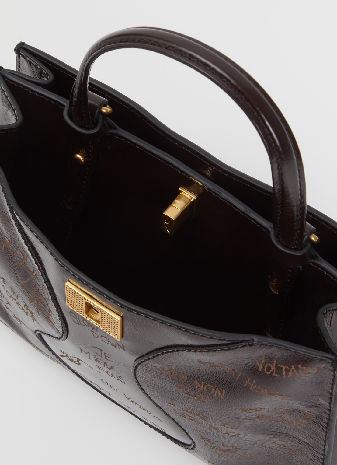 Zadig&Voltaire Jack Mini Vanta handtas van leer met afneembare schouderriem - detail donkerbruin