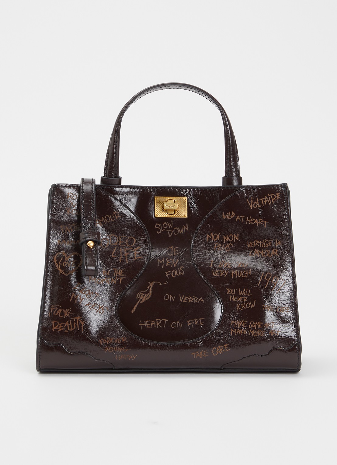 Zadig&Voltaire Jack Mini Vanta handtas van leer met afneembare schouderriem - voorkant 4 donkerbruin