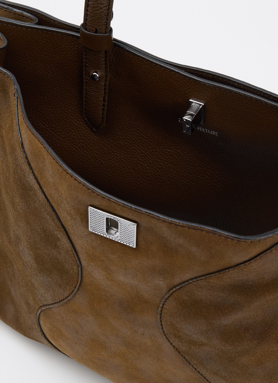 Zadig&Voltaire Jack schoudertas van suède met afneembare schouderriem - detail 3 bruin