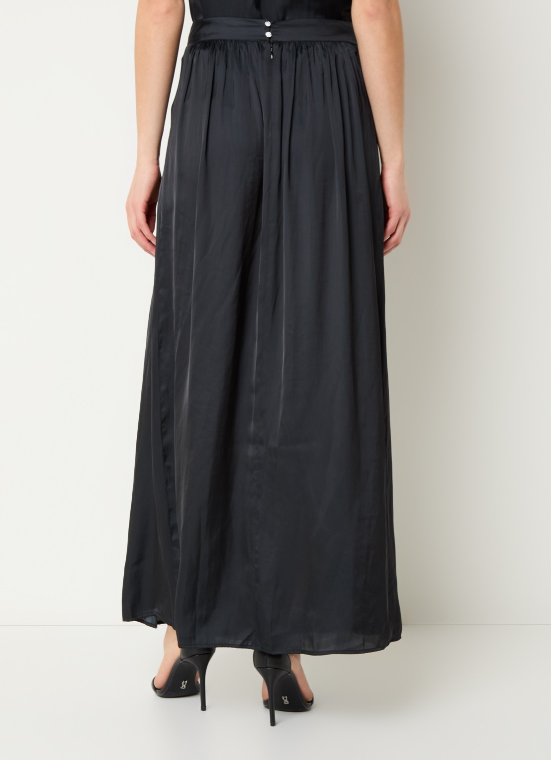 Zadig&Voltaire Jady maxi rok van satijn met steekzakken en zijsplit - achterkant zwart