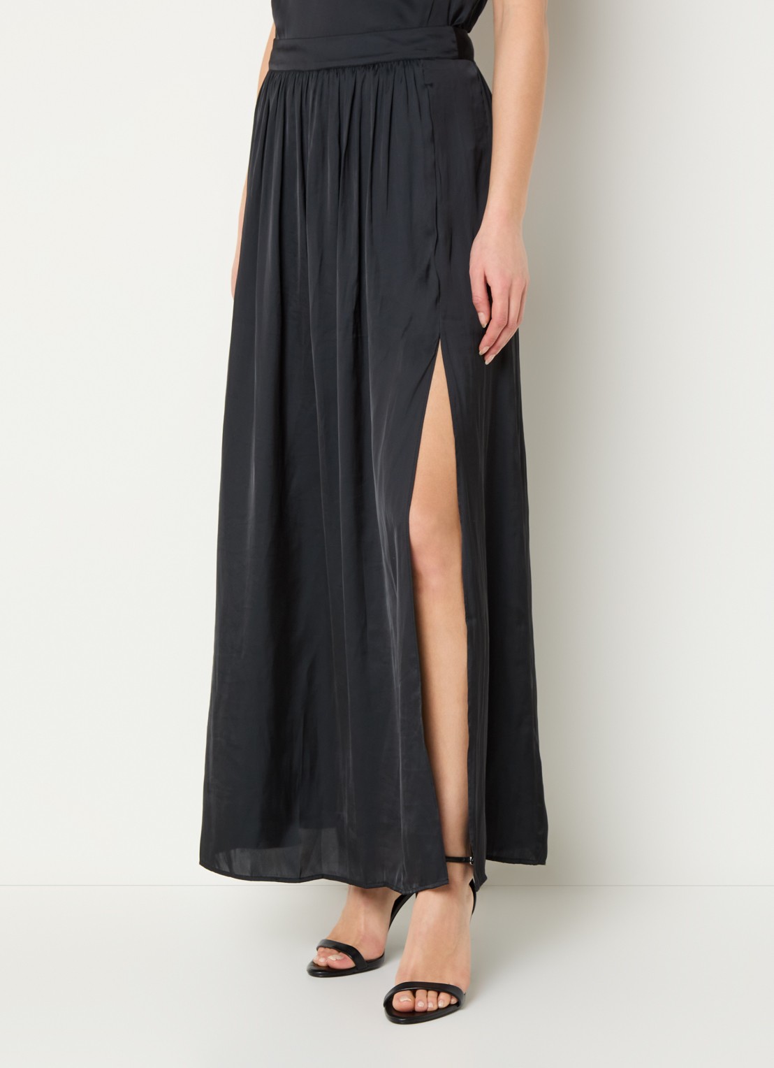 Zadig&Voltaire Jady maxi rok van satijn met steekzakken en zijsplit - detail 2 zwart