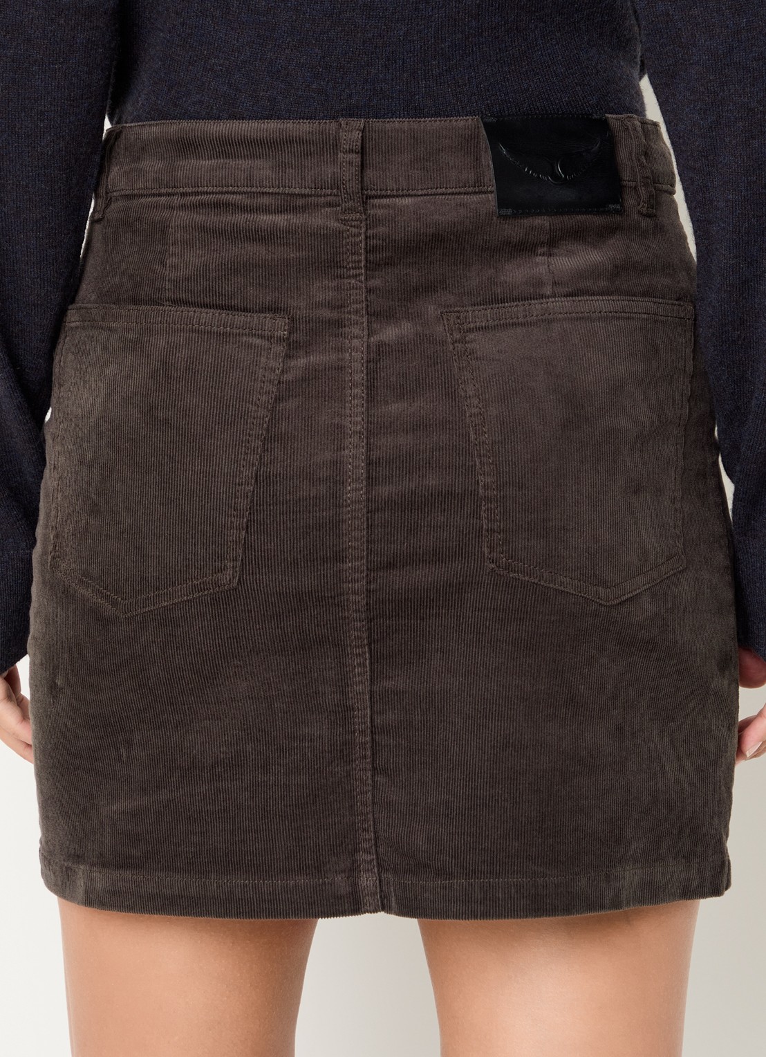 Zadig&Voltaire Jaimy minirok van corduroy - achterkant donkerbruin