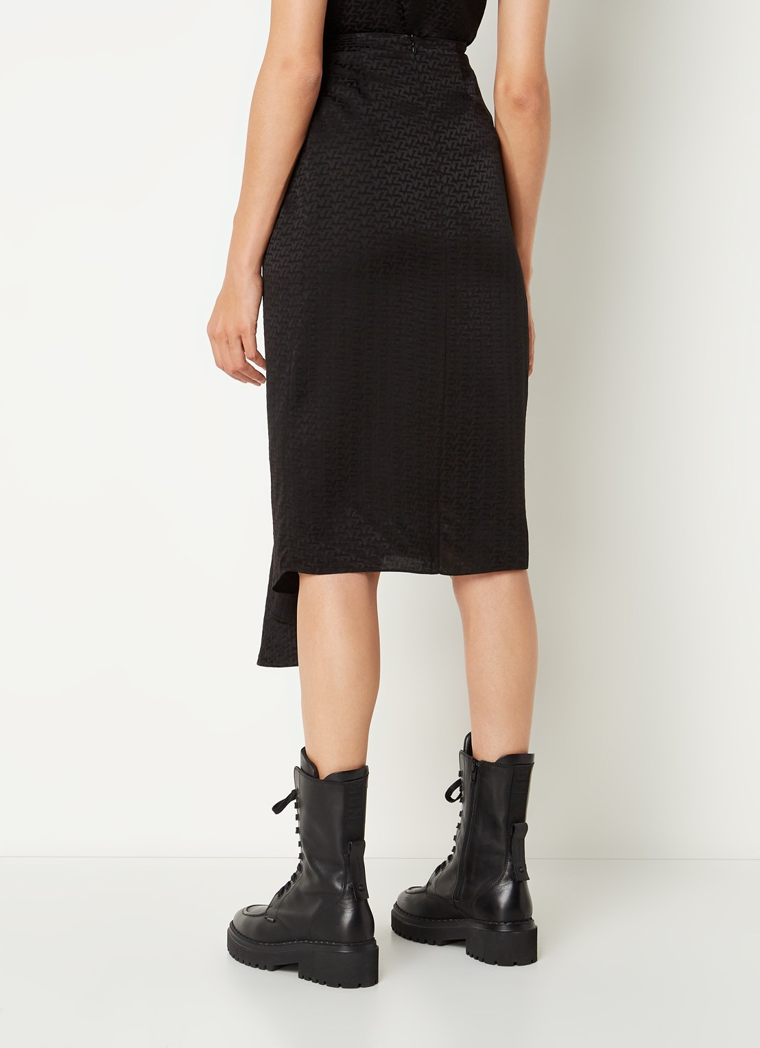 Zadig&Voltaire Janais midi rok van zijde met asymmetrische zoom en print - achterkant 4 zwart